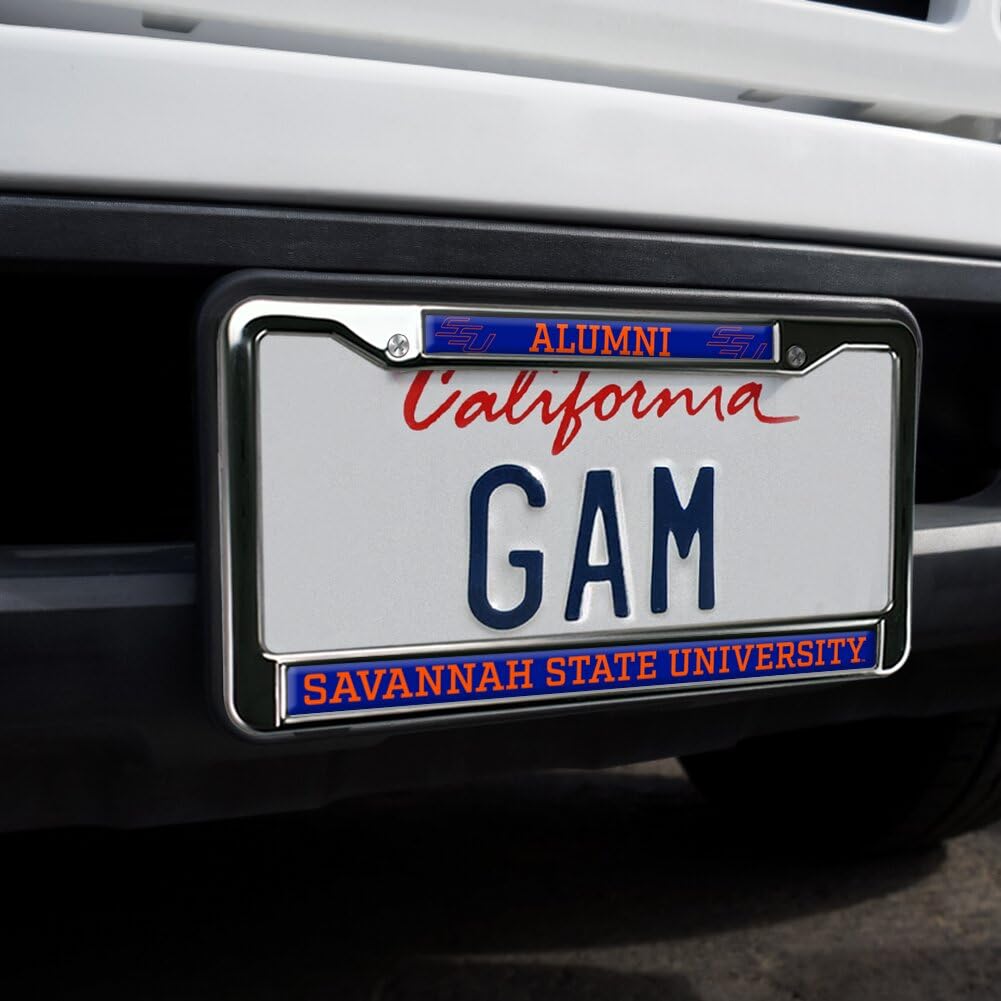 GRAPHICS & MORE Savannah State University License Plate Frame - Metal, Full Size, Savannah State Tigers Design