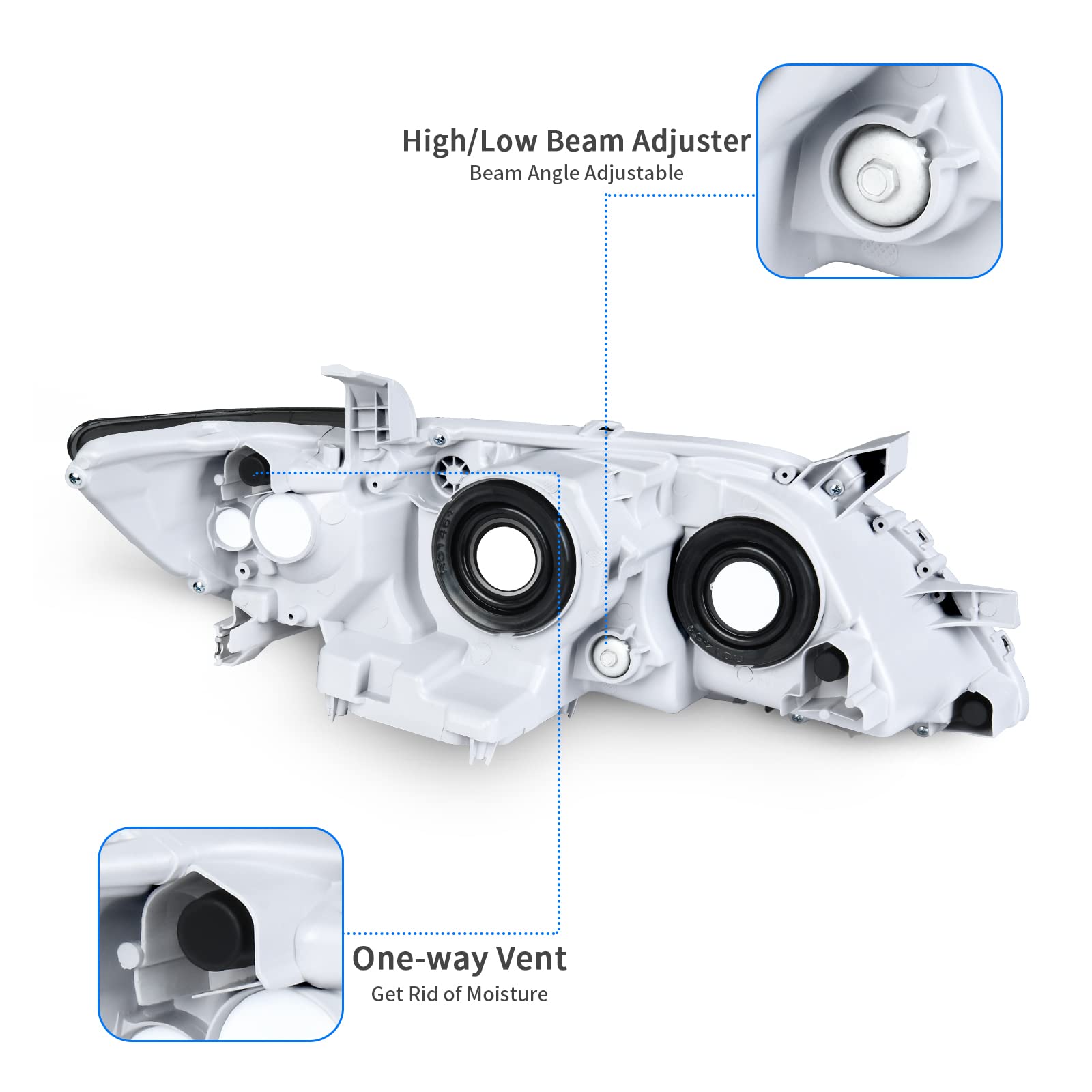 Dwvo Projector Headlight Assembly Compatible With 07 08 09 2007 2008 2009 Camry Not Fit Hybrid Model Chrome Housing Headlamp Wit