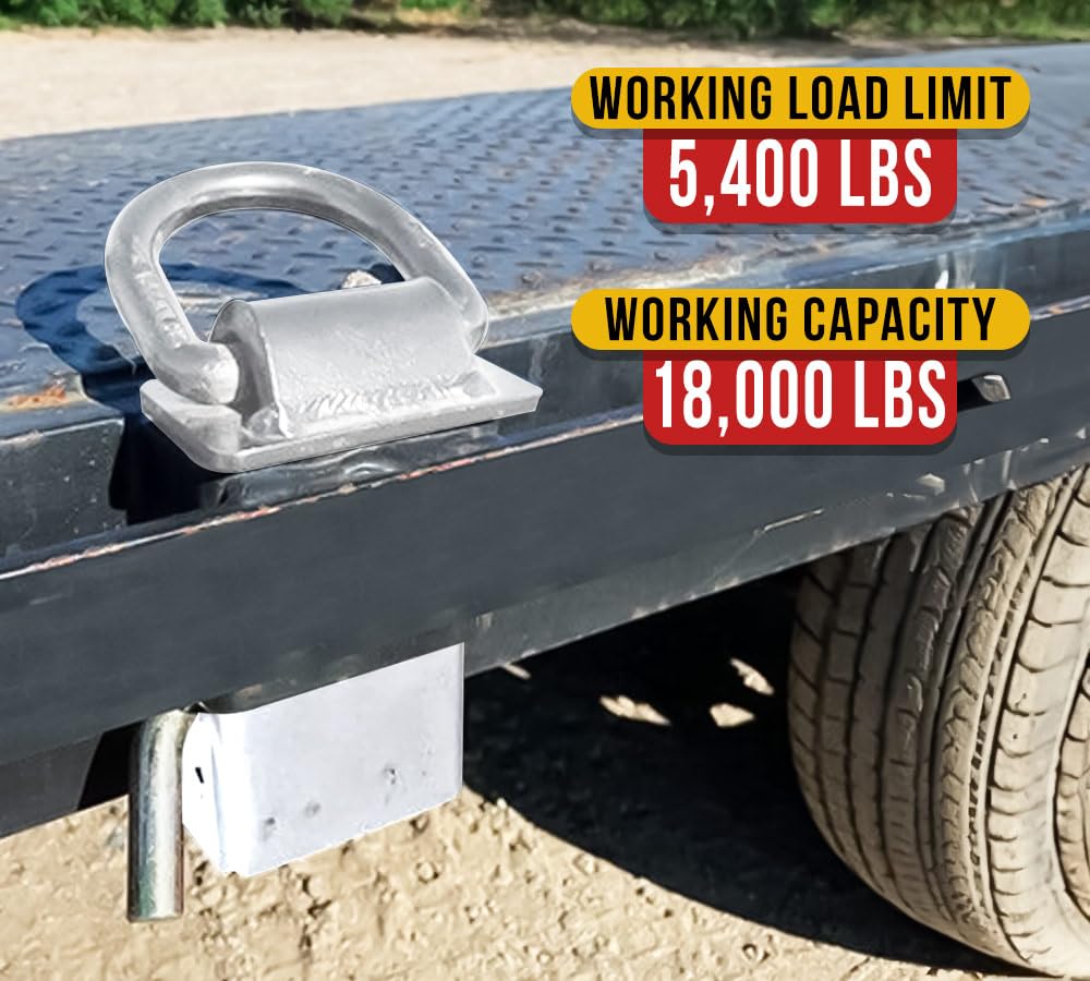 Mytee Products Heavy Duty Adjustable Trailer Stake Pocket D Ring Zinc Coated W/ 1/2'' Hitch Pin, Wll 5400 Lbs & 4 Adjustable Hol