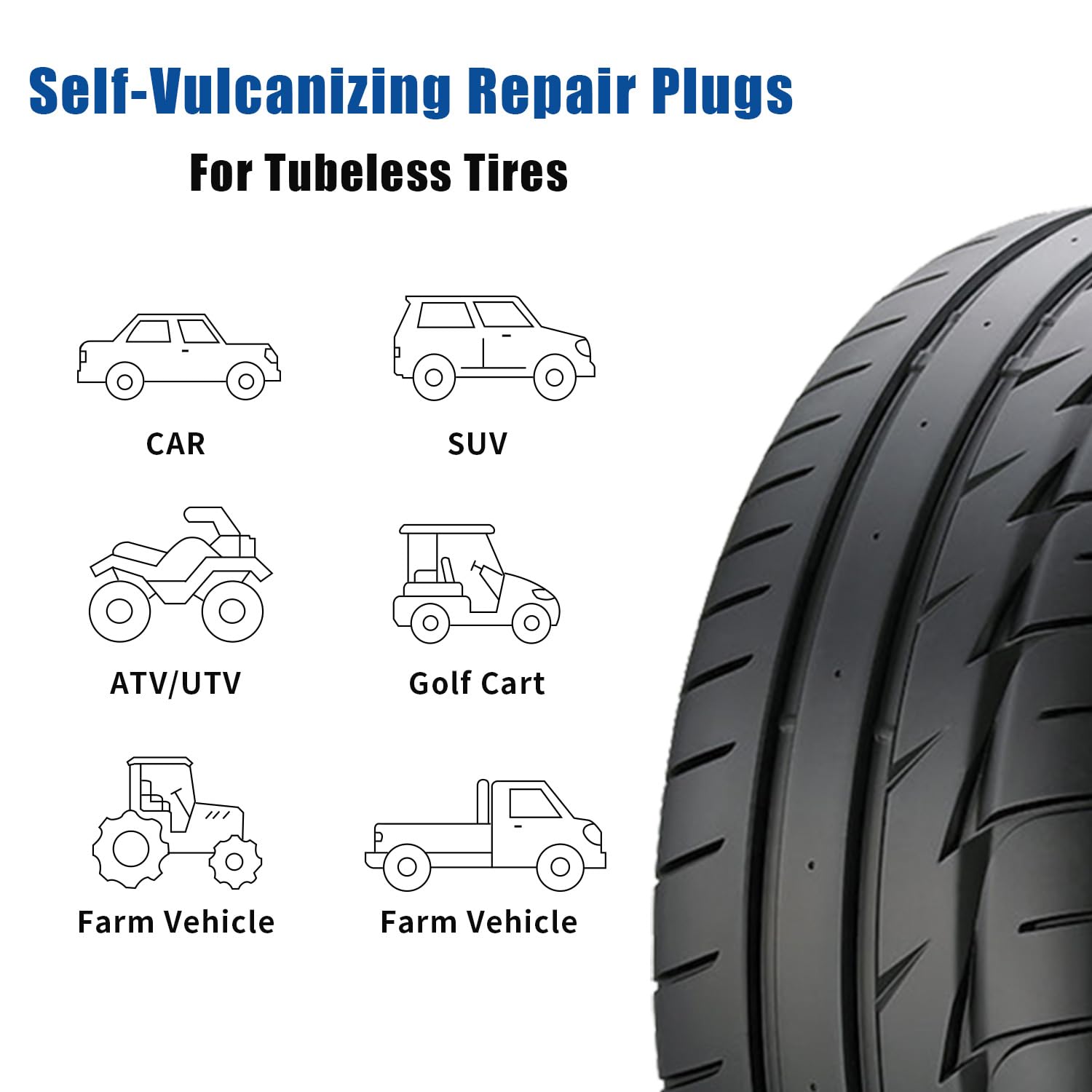 LOGOL Tire Plugs Heavy Duty (4'', 30pcs).Tire Repair Strings for Puncture Repair are Suitable for Tubeless Tires Car, Light Truc