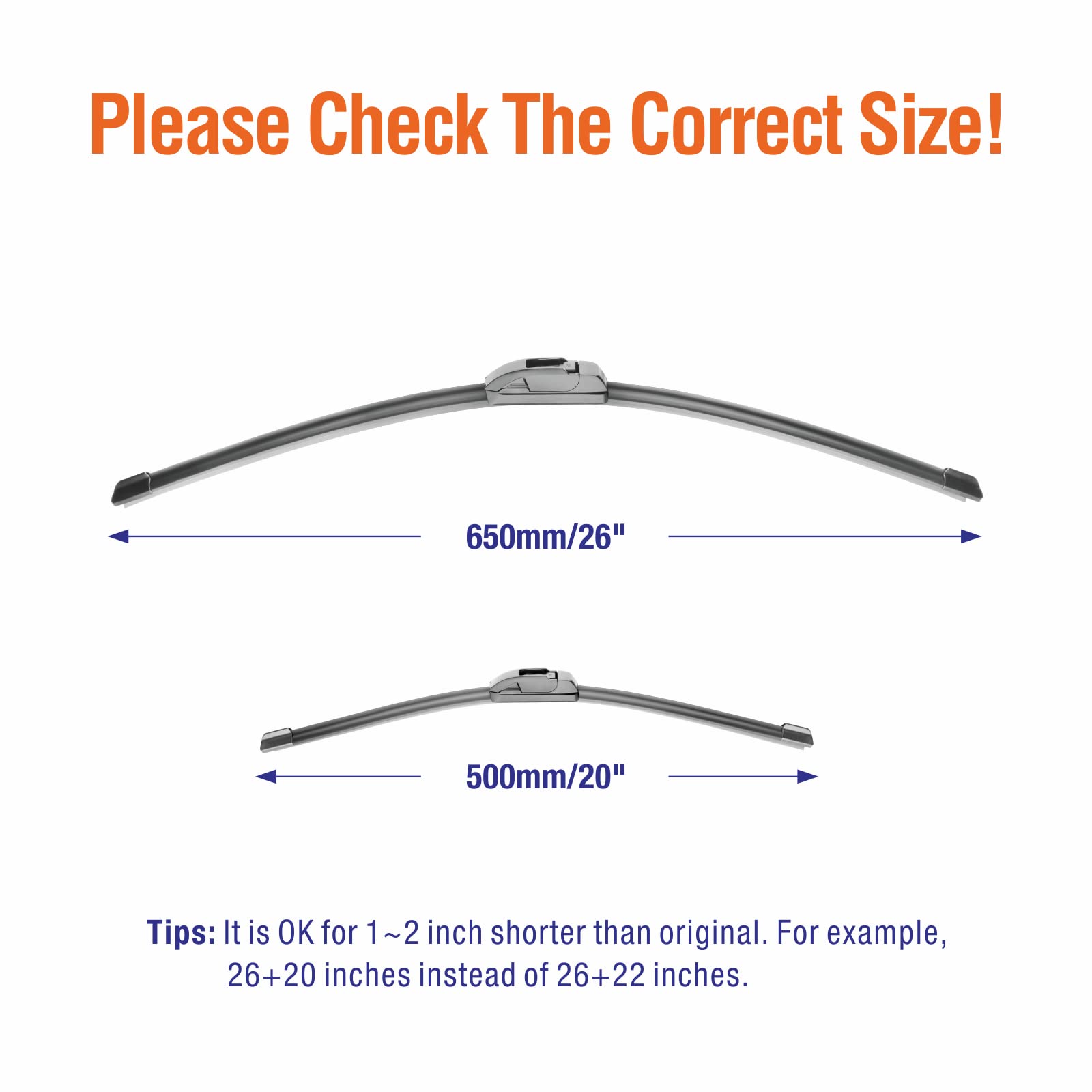 Wowiper Windshield Wiper Blades 26 And 20 Replacement For Toyota Camry 2022-2018 Highlander 2019-2008/Dodge Grand Caravan 2020-2