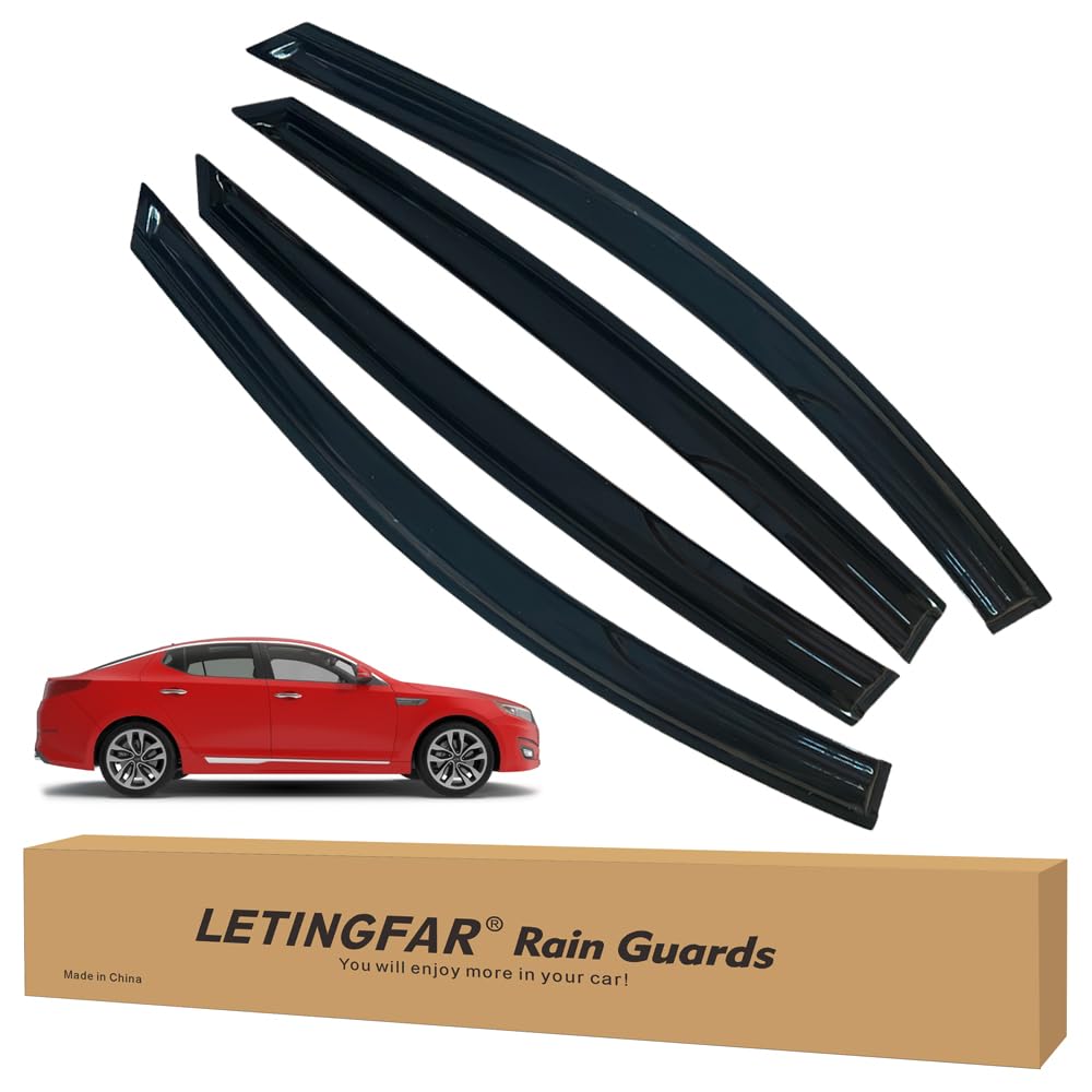 LETINGFAR Window Visors Rain Guards for Kia Optima 2011 2012 2013 2014 2015 Accessories, Wind Deflectors Vent Shades for Kia Opt