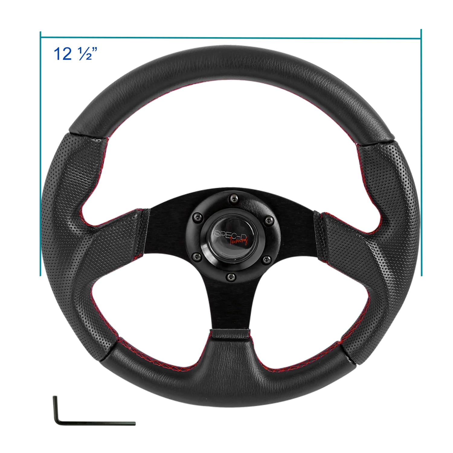 Spec-D Tuning Universal 320Mm Racing Steering Wheel JDM Black Leather
