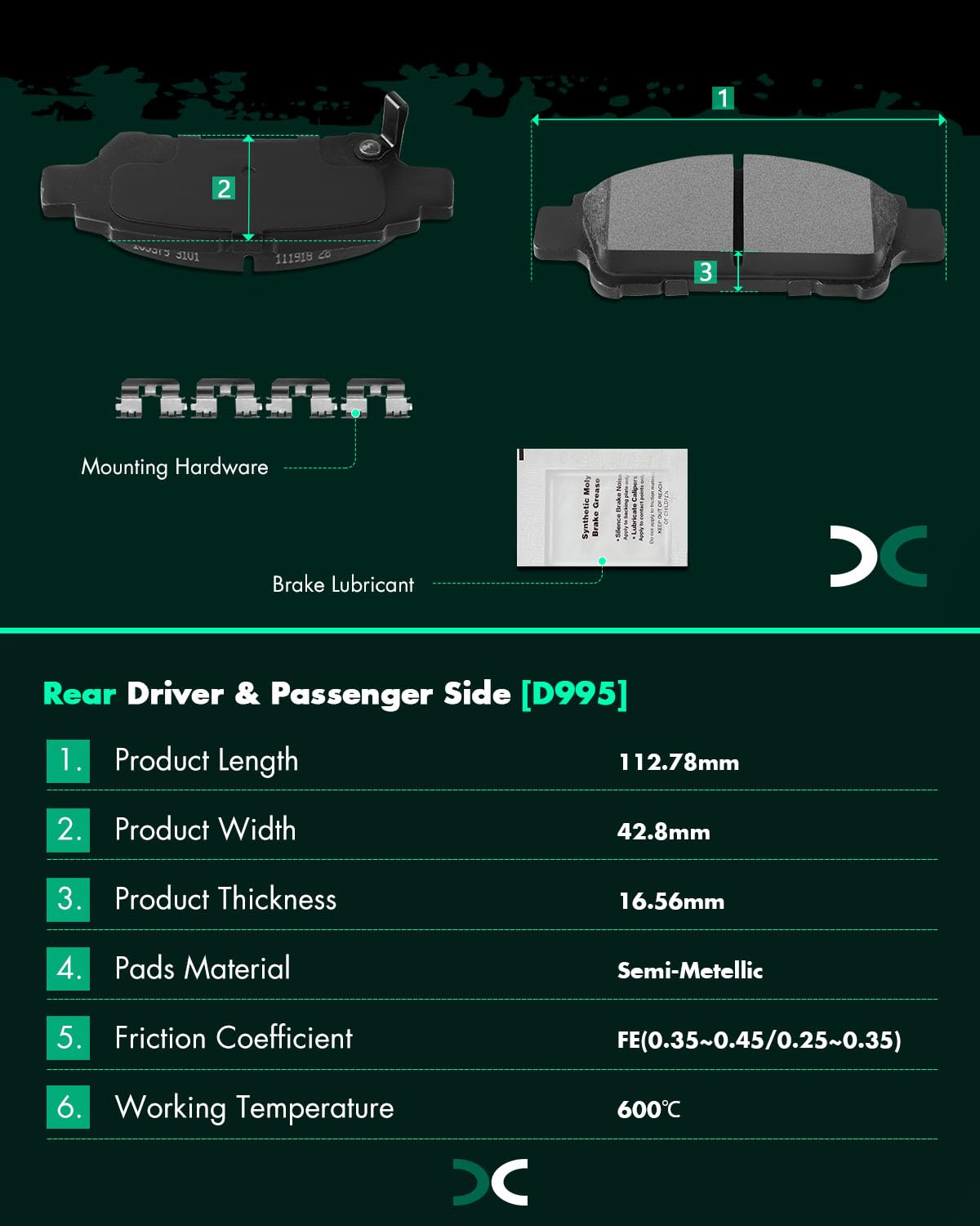 D906 D995 Scitoo Brake Pads Kits Front Ceramic Rear Semi-Metal 8Pcs Fit For Toyota For Sienna 2004-2010