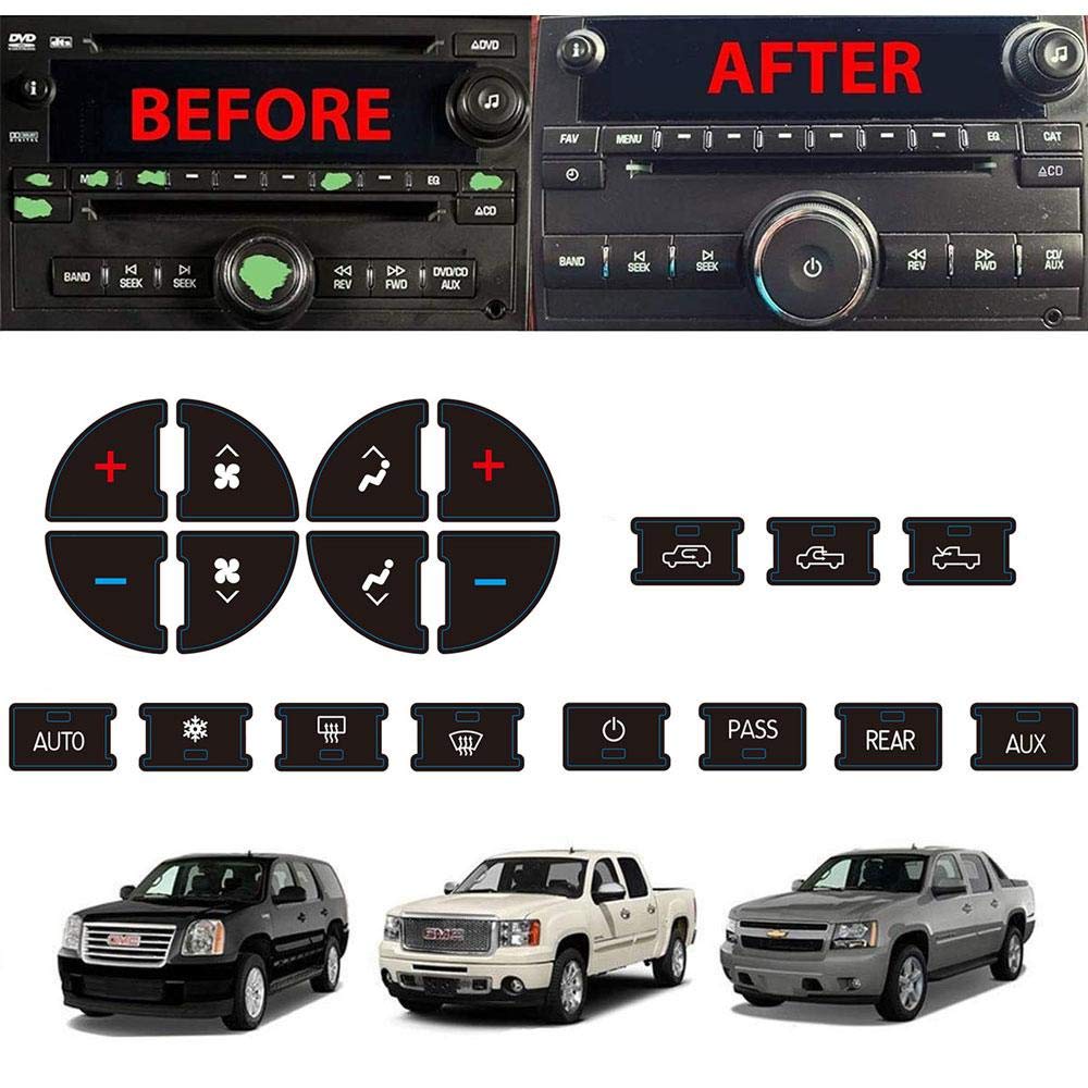 Pawaca Ac Dash Accents Button Sticker Repair Kit For Fixing Ruined Faded A/C Control Buttons - Decal Replacement Fits Select 07-