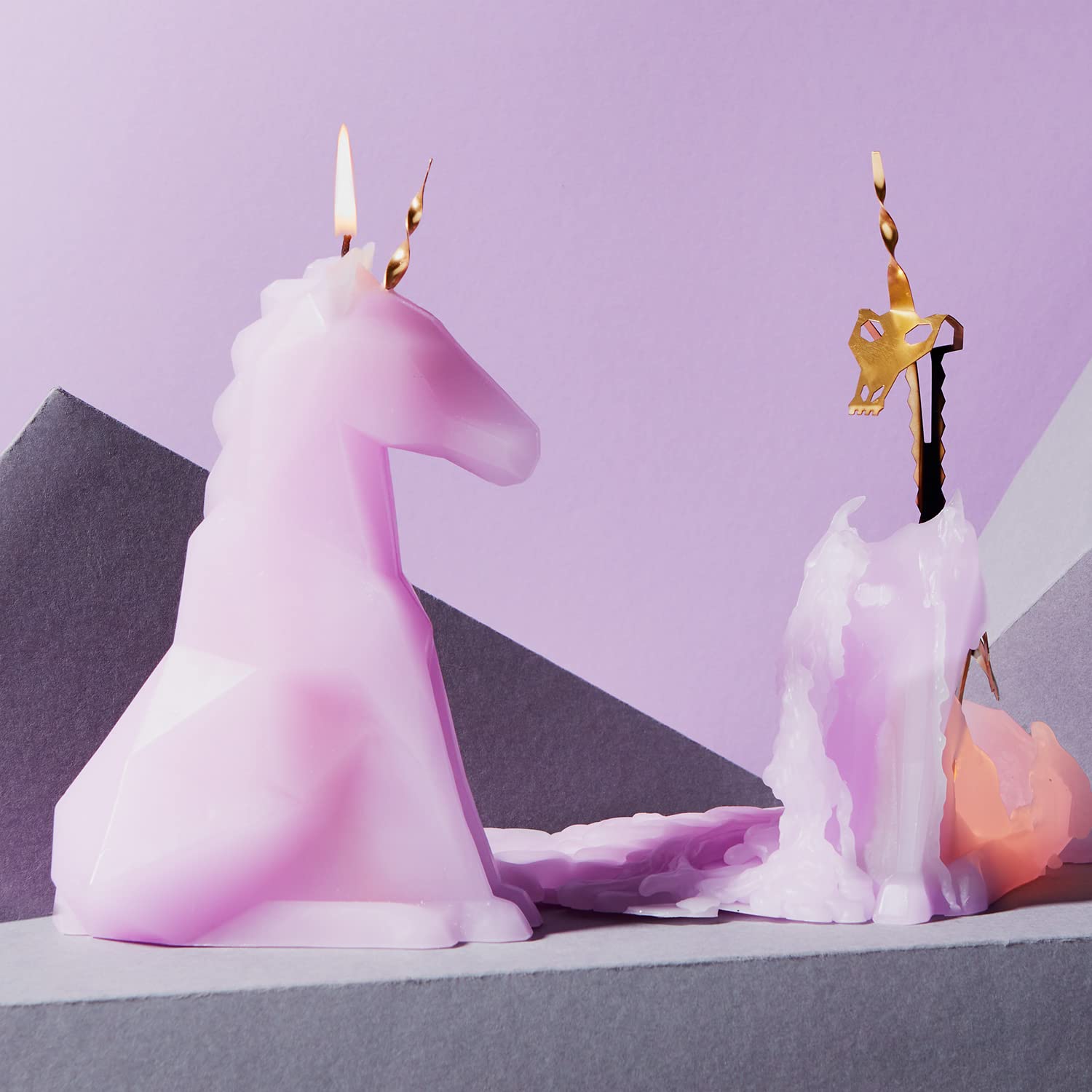 PyroPet Einar Unicorn Candle (Lilac) - The Original Unicorn Candle with Metallic Skeleton | Halloween Decor | Unique Gift for Un