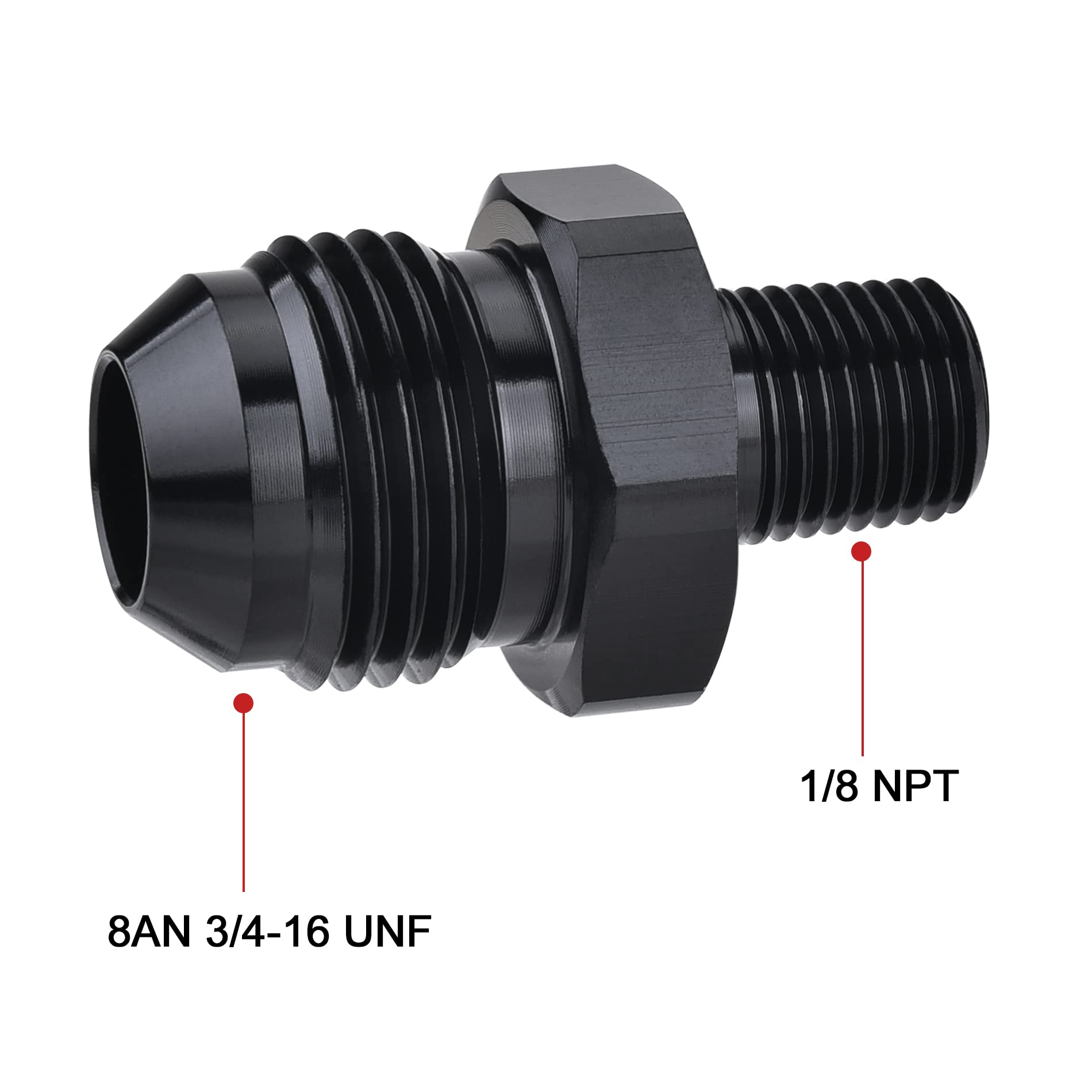 Evil Energy 8An Male Flare To 1/8'' Npt Pipe Fitting Adapter Aluminum Straight Black 2Pcs