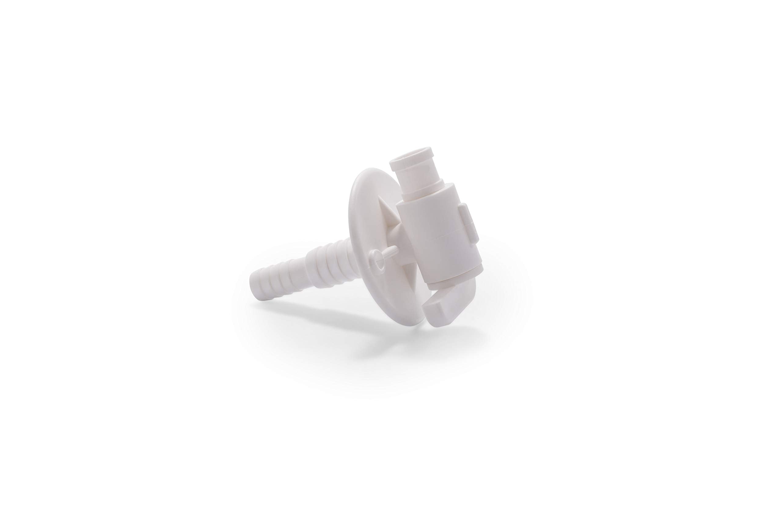 Camco 22223 Drain Valve - 3/8 or 1/2 Dual Barb with Flange, White