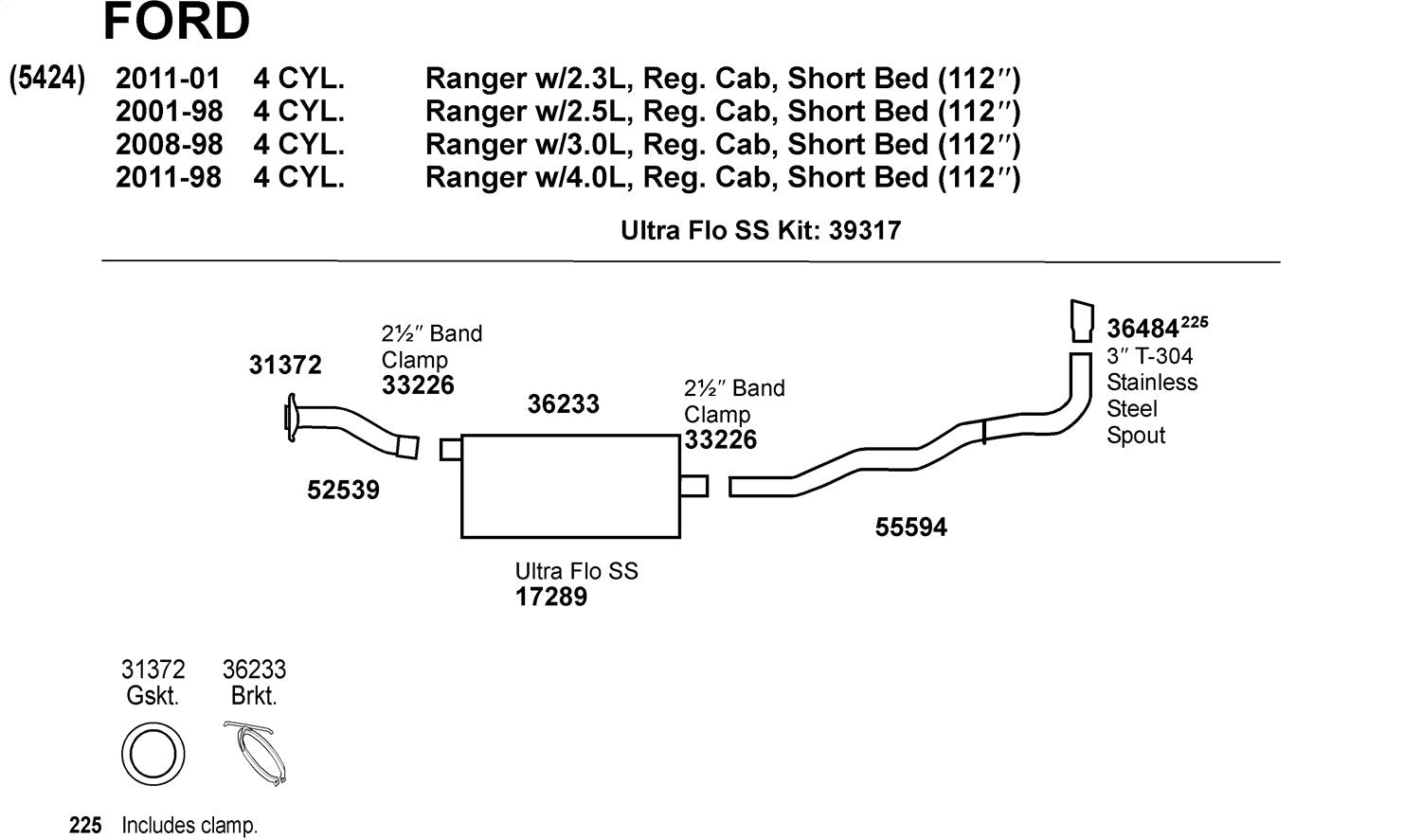 Walker Exhaust 36233 Exhaust Bracket,Silver
