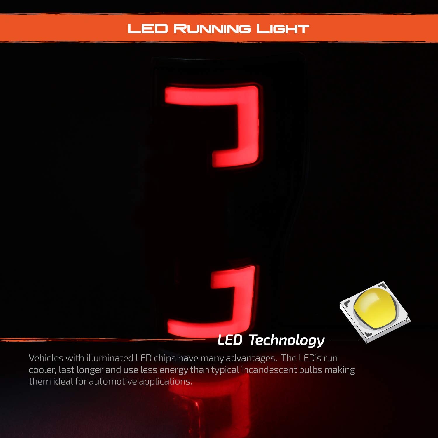 Akkon - Fits 17-19 Ford F250 F350 F450 Super Duty Led Stripe Tube Bar [Blind Spot Monitor] Black Tail Lights Left+Right Pair