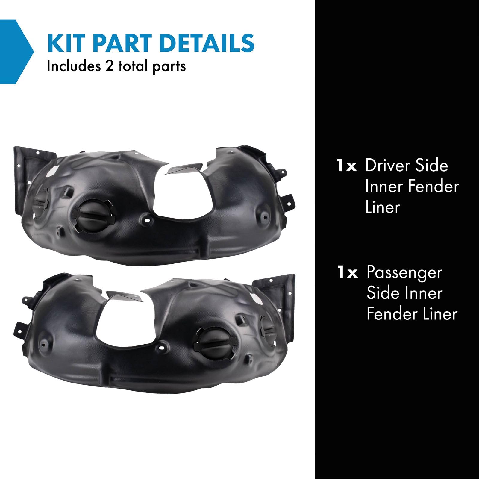 Trq Inner Fender Liner Set Compatible With 2011-2015 Mini Cooper Mc1248103 Mc1249102