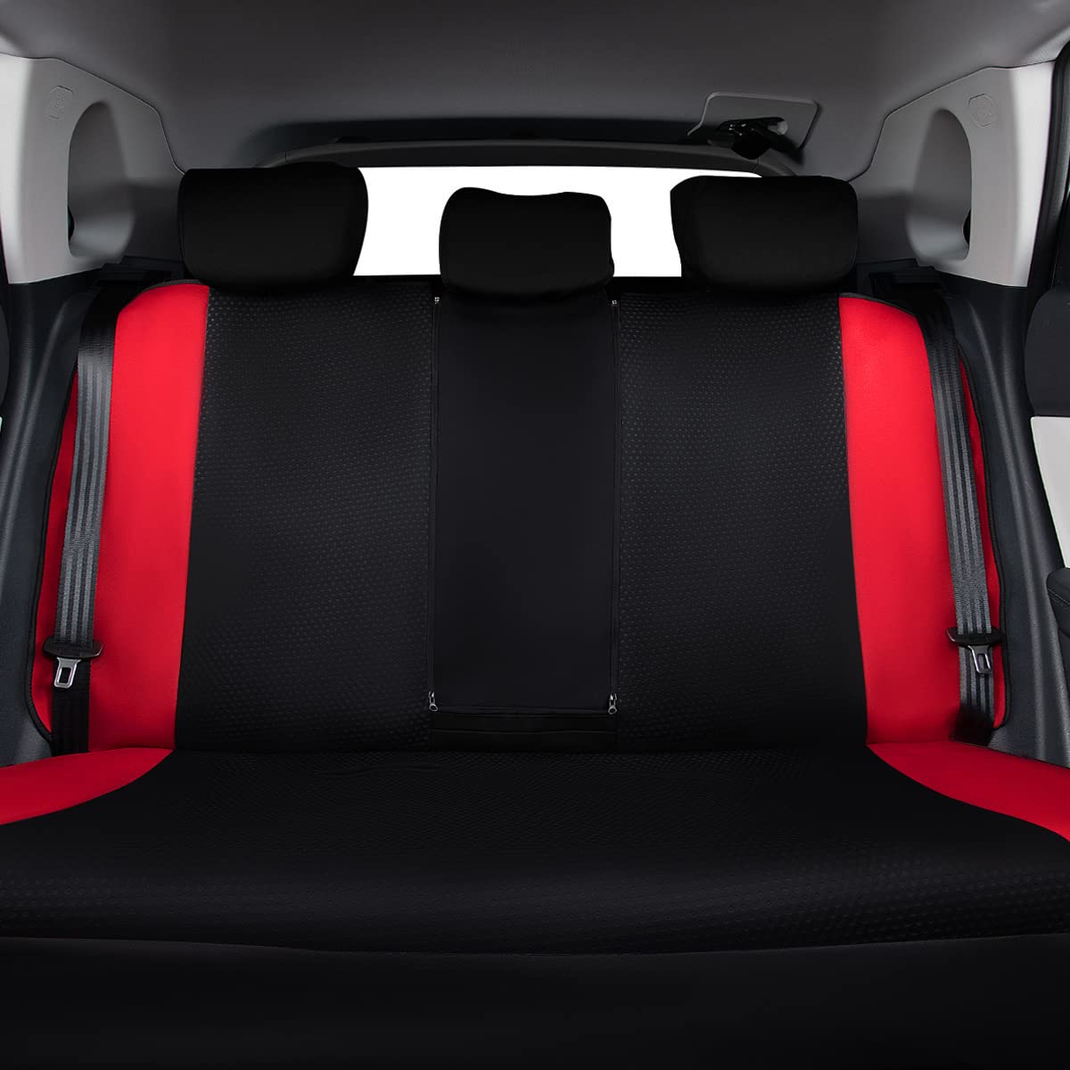 Flying Banner Neoprene Rear Bench car seat Covers car seat Protectors Split 40/60 60/40 (Red & Black, Neoprene)