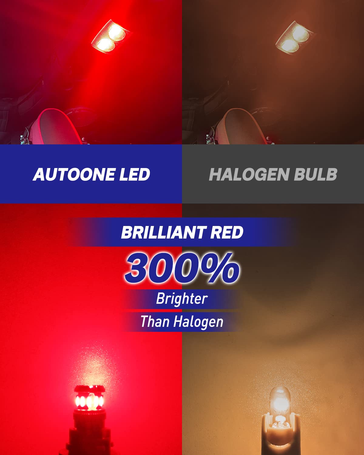 Autoone 194 Led Bulb Red, 300% Brighter T10 168 2825 W5W Led Bulbs For License Plate Light Dome Map Door Courtesy Interior Car L