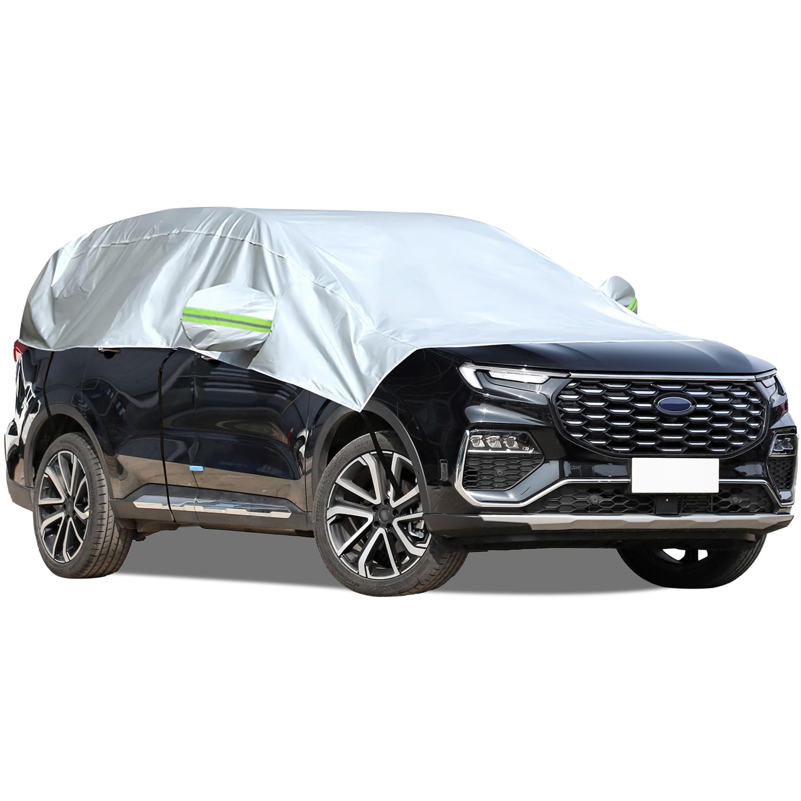 Hrozny Car Windshield Cover For Ice And Snow, Suv Half Car Cover Top With Reflective Straps, Winter Car Snow Cover Universal Fit
