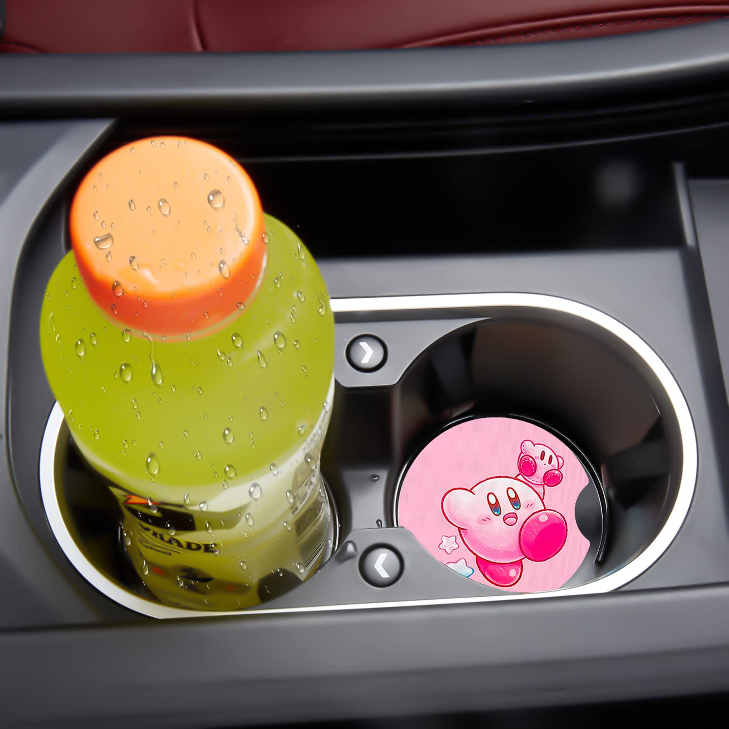 Car Cupholder Coaster Absorbent 2 Pack Cute Kawaii Cartoon Design Rubber New Automotive Cup Holder Decal Decor Accessories For W