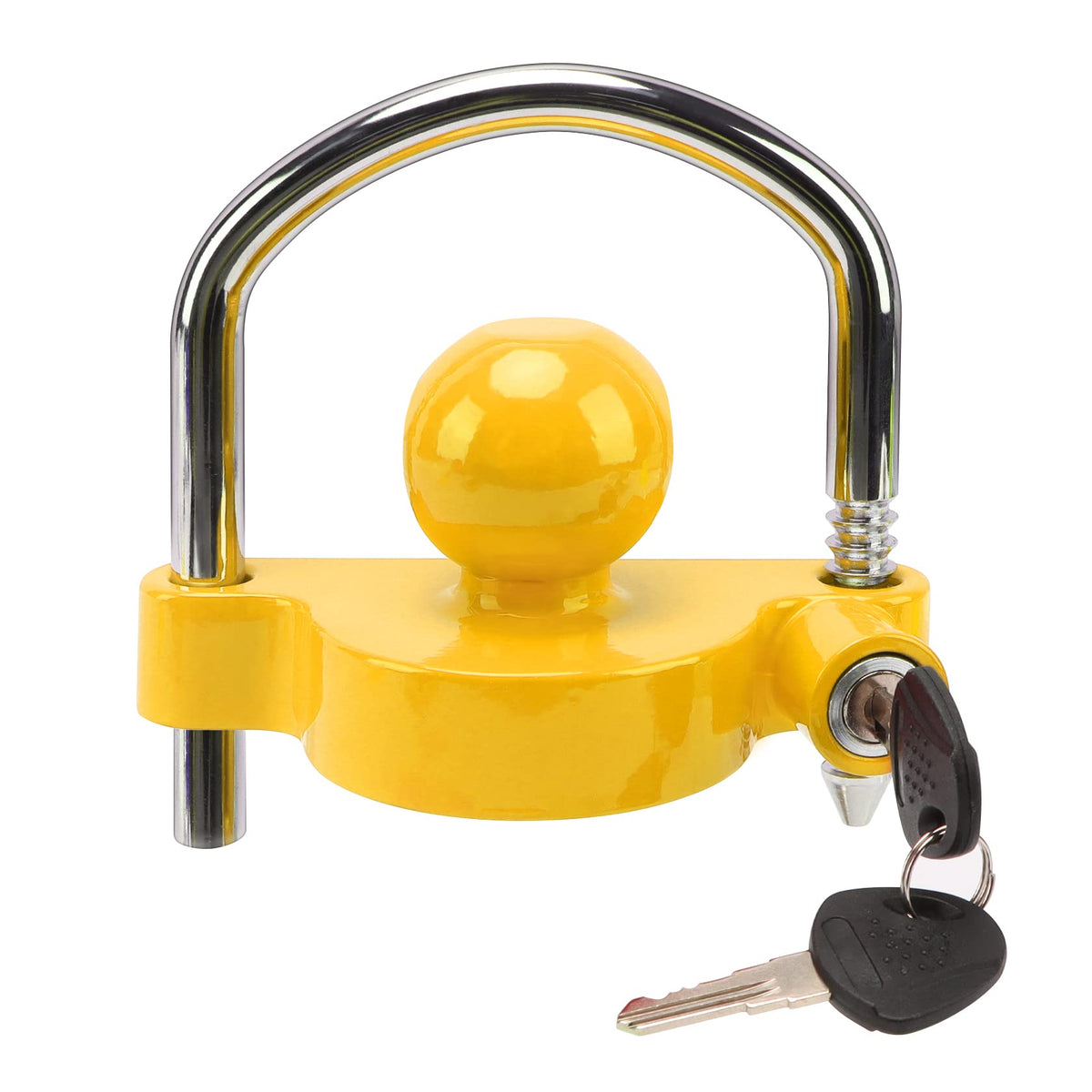 Metoware Trailer Coupler Lock Universal Adjustable Heavy-Duty Steel Trailer Hitch Lock, Anti Theft Trailer Ball Lock Towing Lock