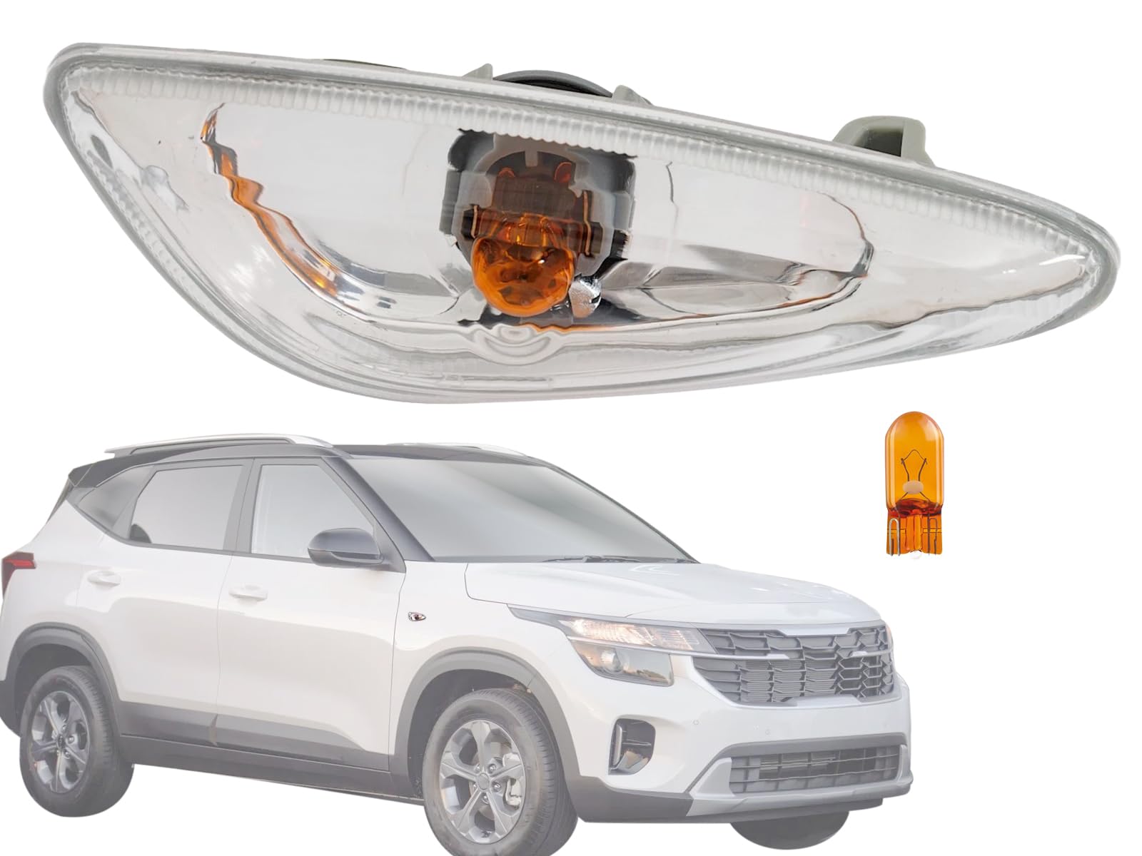 KAP Replacement for Front Side Marker Lights 2021-2025 Seltos LX Model Passenger Right Side Bulb Included 92302K0000 KI2571102