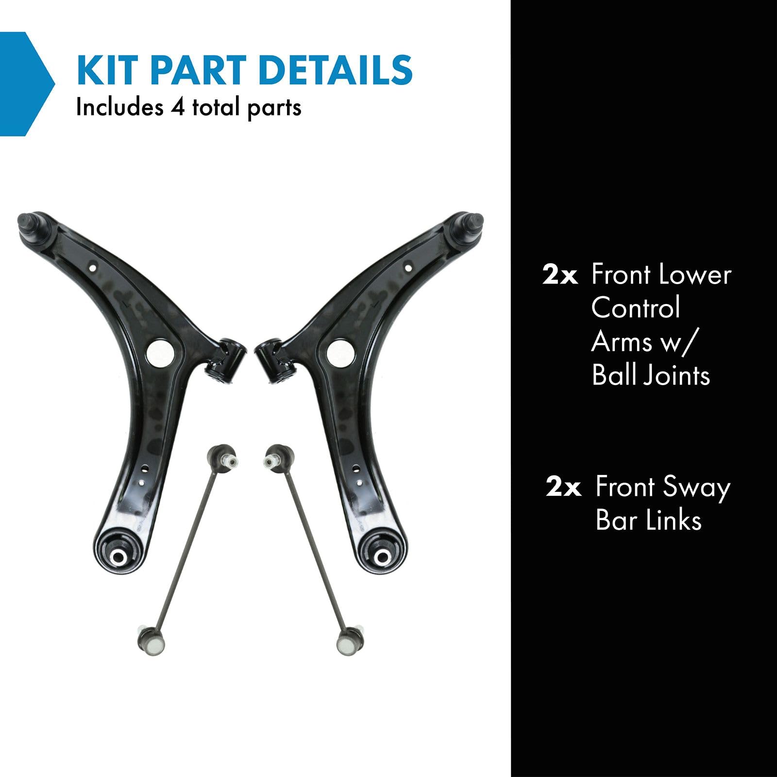 Trq Front Suspension Kit Control Arm With Ball Joint Sway Bar Stabilizer Link Compatible With 2008-2017 Mitsubishi Lancer 2008-2
