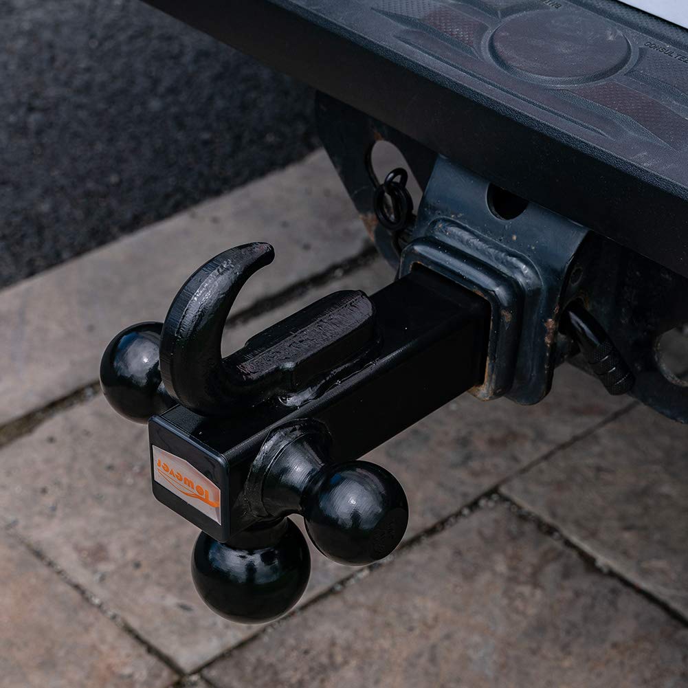 Towever 84181P Towever Class 3/4 Trailer Hitch 2 Inch Ball Hitch With Hook (Black, Hollow Shank), For Pickup Truck Hitch Receiver Pin And Clip Included