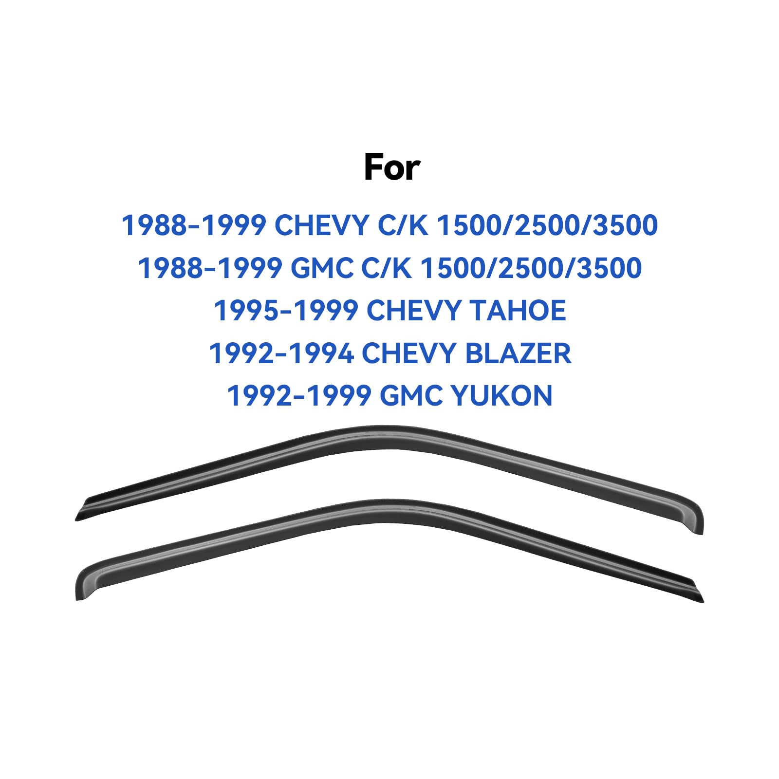 Window Visors Rain Guards For 1988-1999 Chevy/Gmc C/K 1500/2500/3500 Standard Cab, Out-Channel Window Vent Wind Deflectors Visor