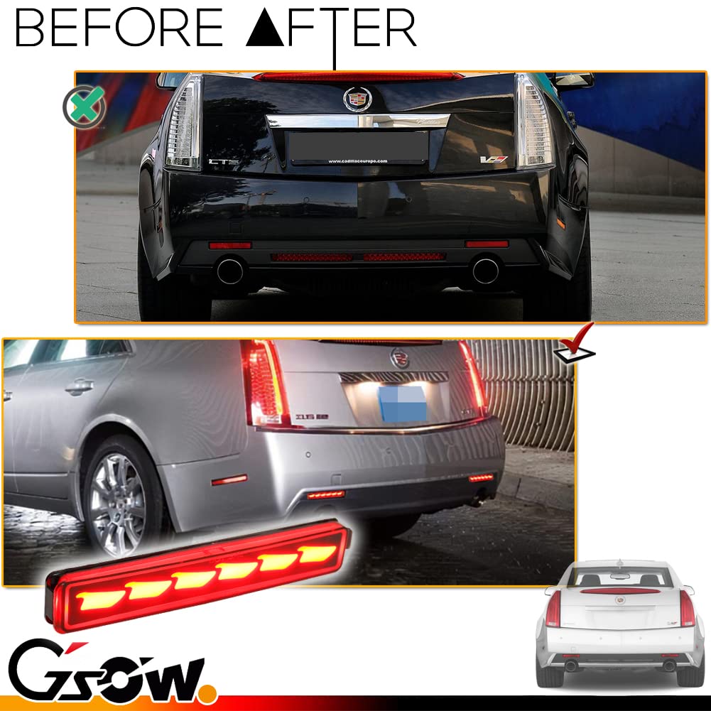GSOWO [?????? ????????????] 2 PCS Smoked LED Rear Bumper Reflector Light for 2008-2013 Cadillac CTS/CTS-V, Rear Turn Signal Lamp