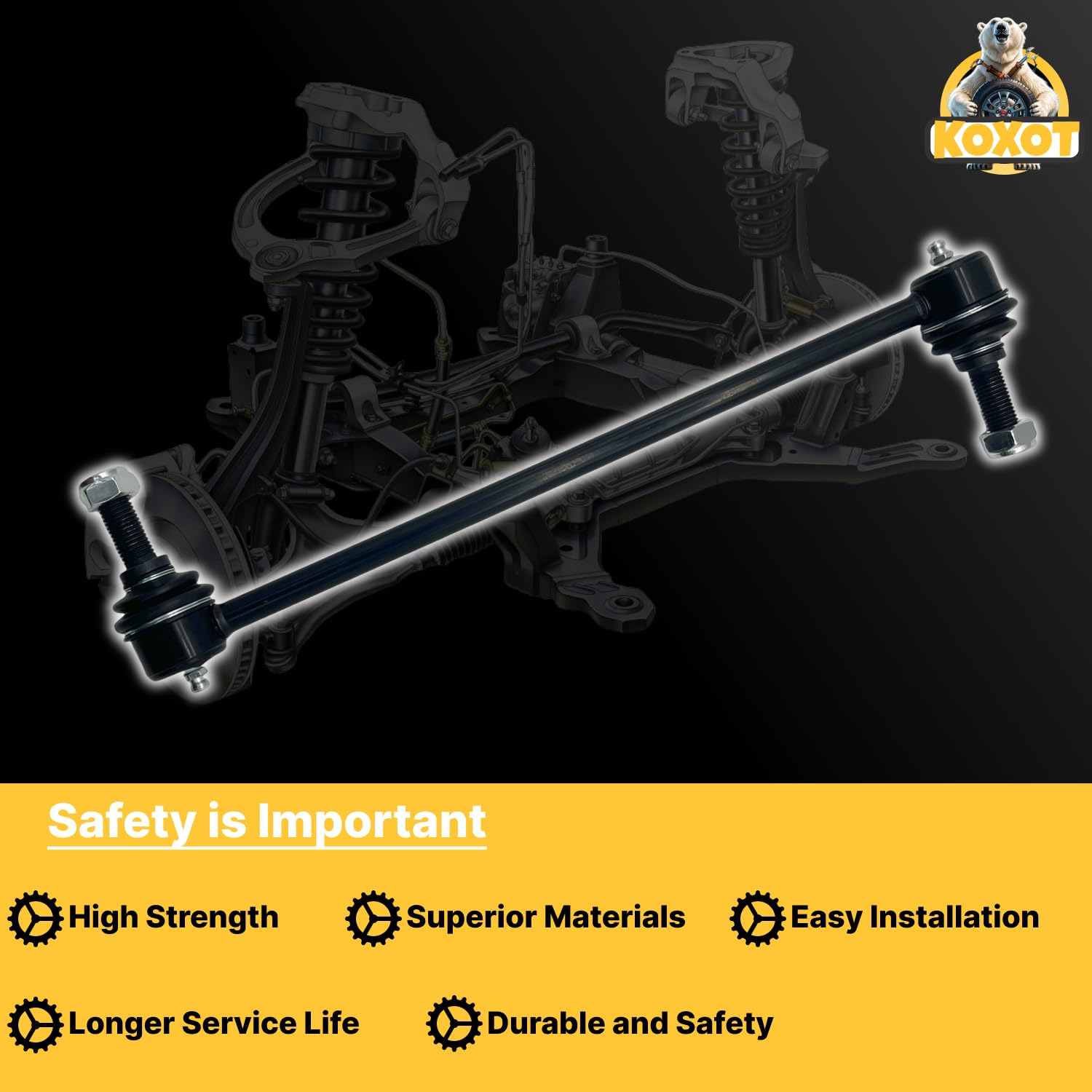 Koxot K7258 2Pcs Front Stabilizer Sway Bar Link Fit For Chrysler 2000 Grand Voyager, 2004-08 Pacifica, 1996-16 Town&Country, 200