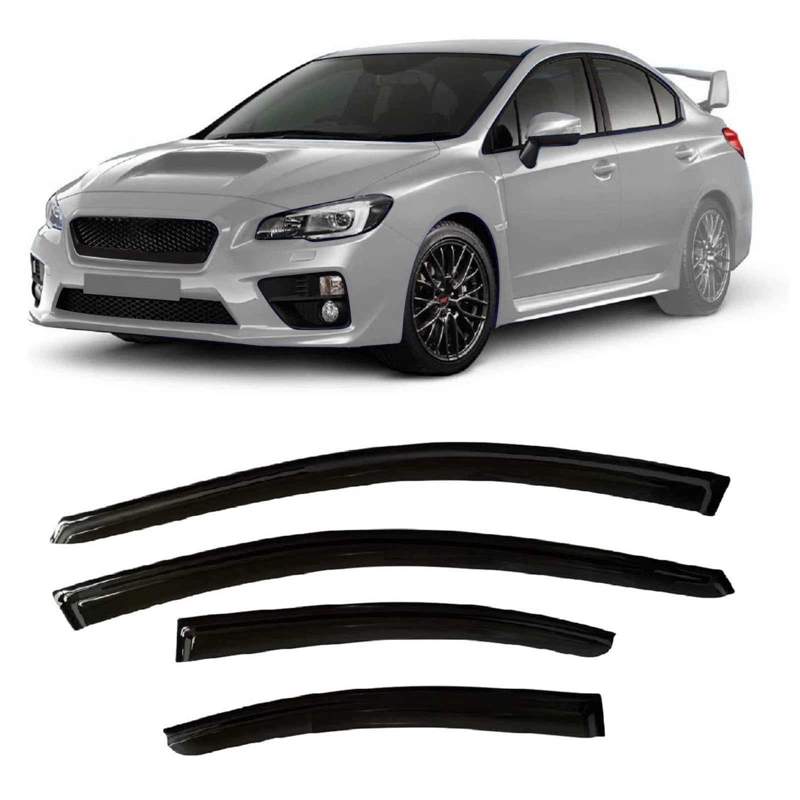 Zzdsnj Tape-On Rain Guard 4-Piece For 2015-2021 Subaru Wrx Windows Visor Shield Shade Smoke 1521Wrx