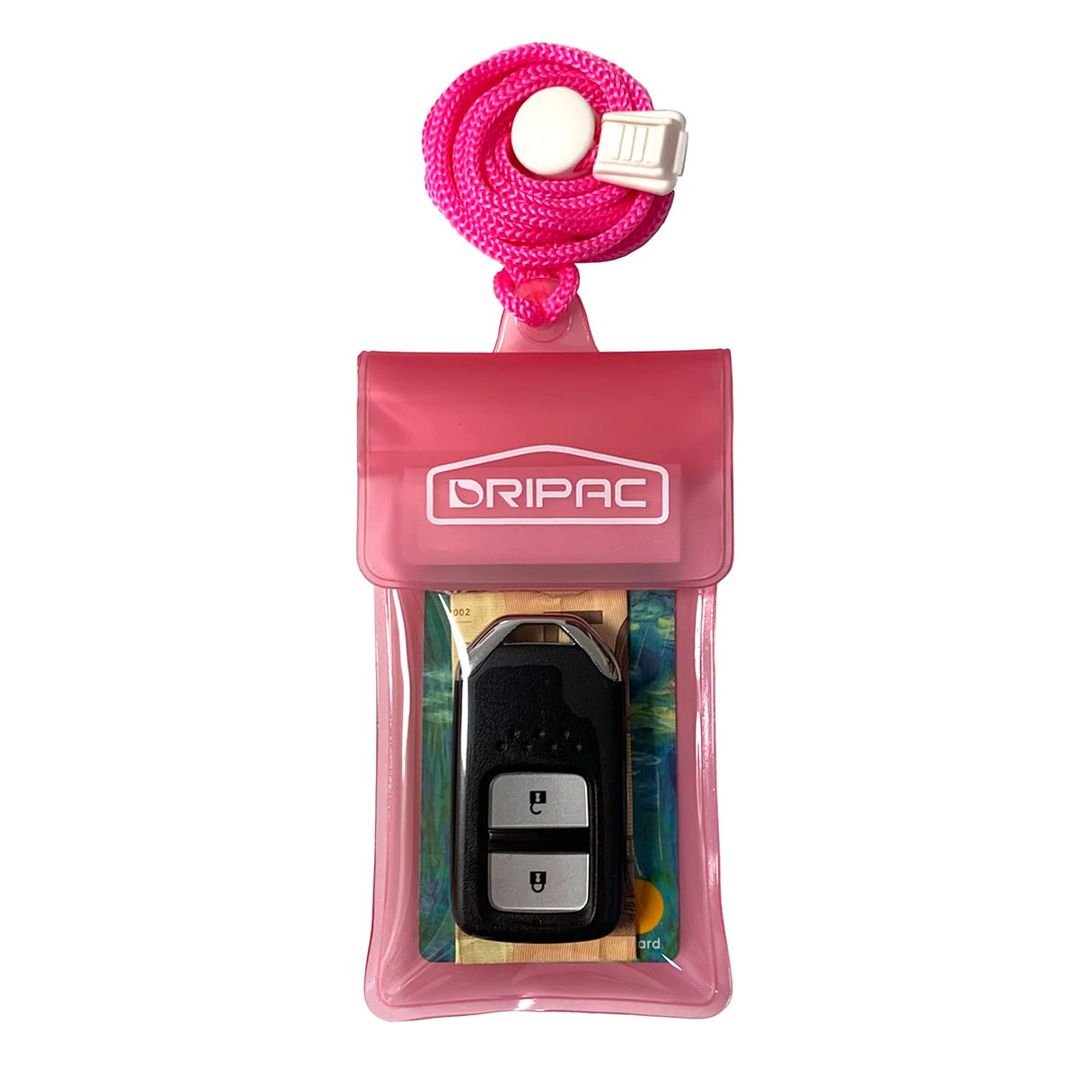 Dripac Waterproof Car Key Fob Case Waterproof Wallet Waterproof Holder Pouch For Key Id Badge Credit Card Money(Pink)
