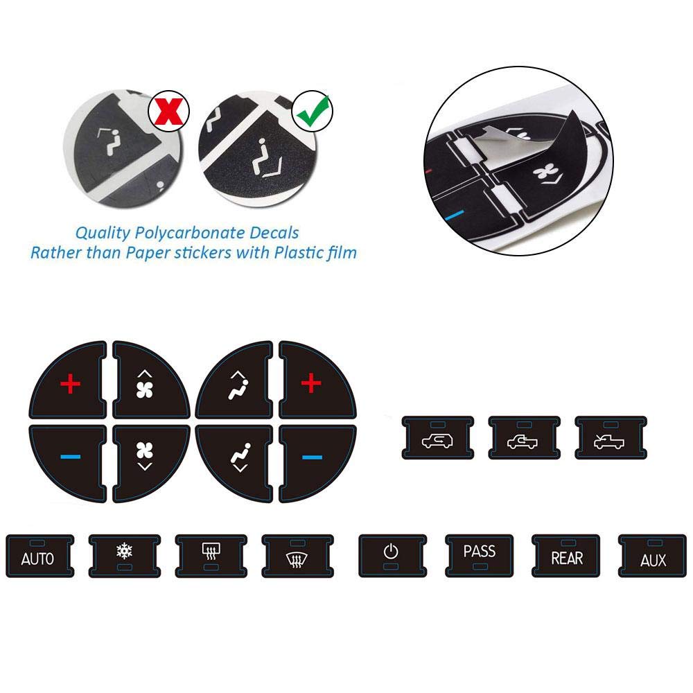 Pawaca Ac Dash Accents Button Sticker Repair Kit For Fixing Ruined Faded A/C Control Buttons - Decal Replacement Fits Select 07-