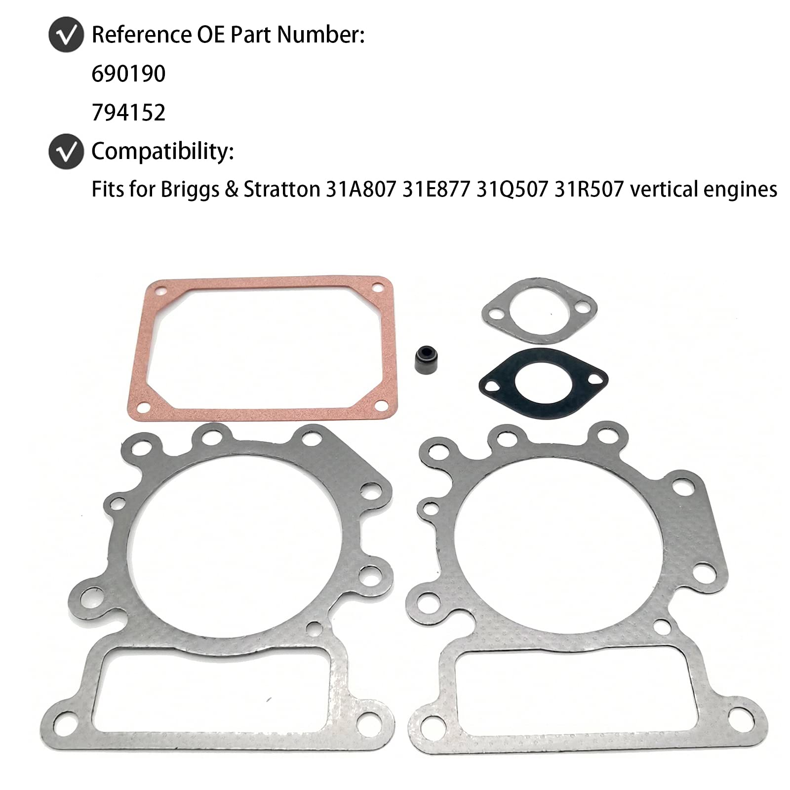Engine Valve Gasket Set Replaces 794152 690190 794114 For Briggs Stratton 31A807 31E877 31Q507 31R507