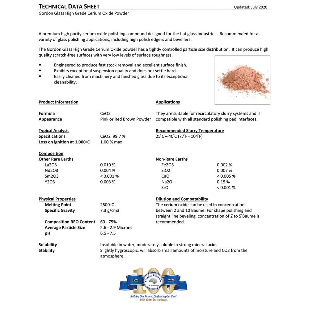Cerium Oxide High Grade Glass Polishing Compound - 1 Lb (Pack Of 1)