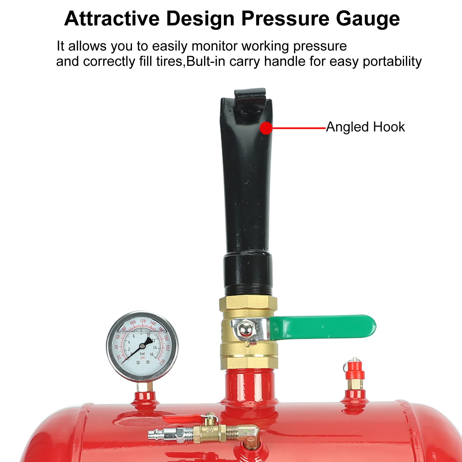 Blackhorse-Racing 5 Gallon Air Tire Bead Seater - 145Psi Blaster Tool Seating Inflator W/Gauge Car Truck Atv Tank Heavy Duty - R