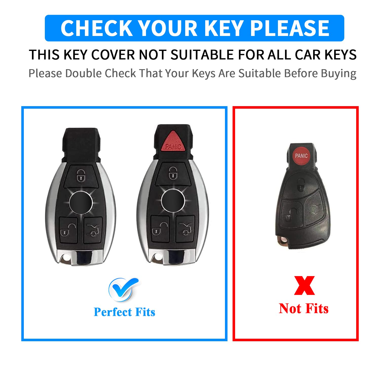 Qbuc For Mercedes Benz Key Fob Cover With Keychain,Compatible With Mercedes-Benz A B C E G R S M Class Cla Clk Amg Cls Gla Glc G