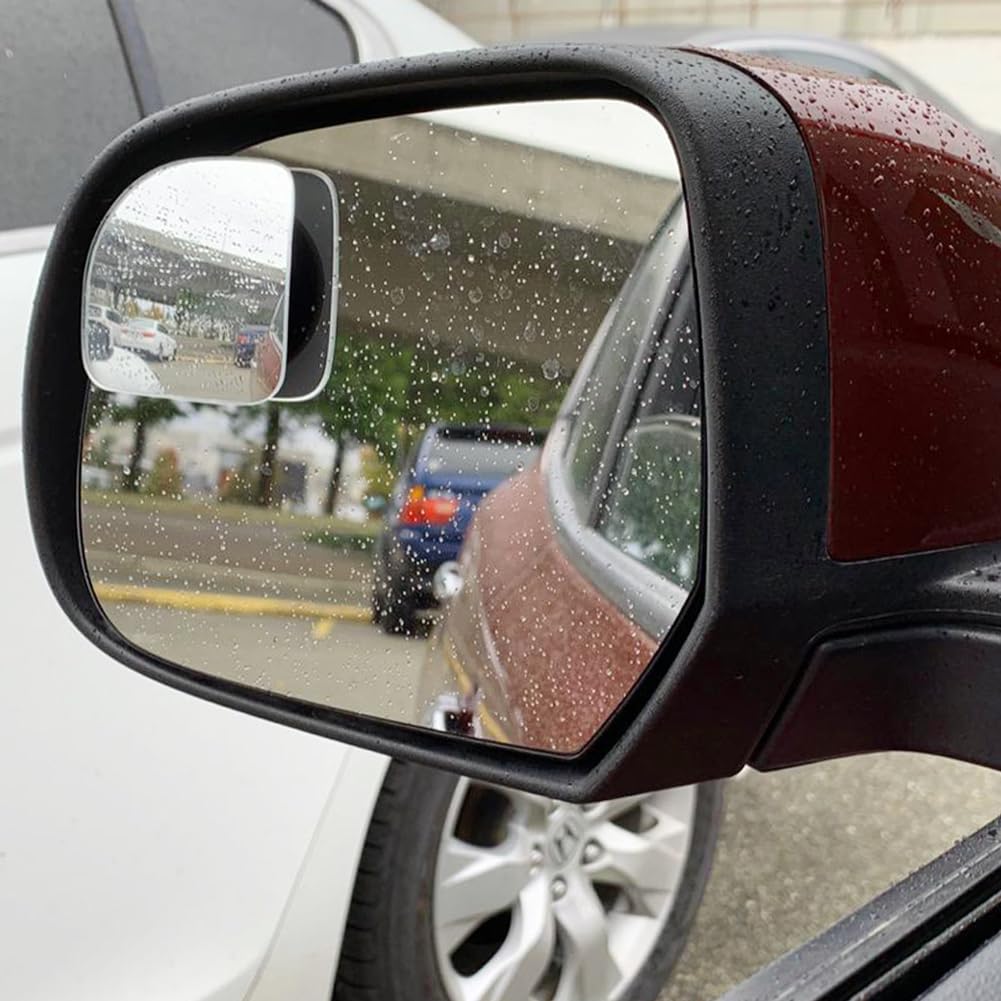 Ampper Fan Shaped Blind Spot Mirror, Hd Glass Frameless Stick On Adjustabe Few Convex Wide Angle Rear View Blind Spot Car Mirror