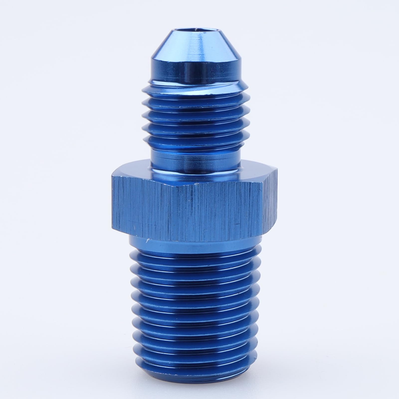 Ac Performance Male 1/4'' Npt To -4 An Flare Adapter Straight Aluminum Blue