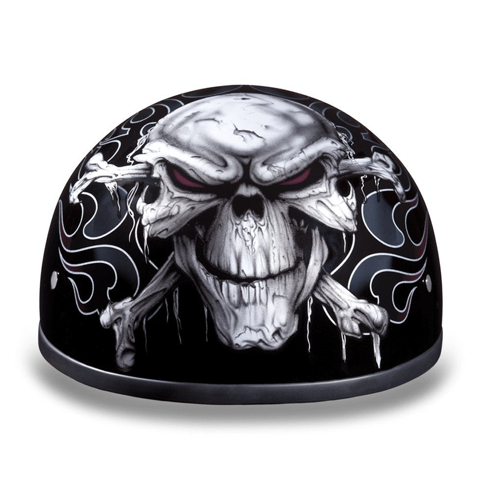 Daytona Helmets Motorcycle Half Helmet Skull Cap- Cross Bones 100% Dot Approved