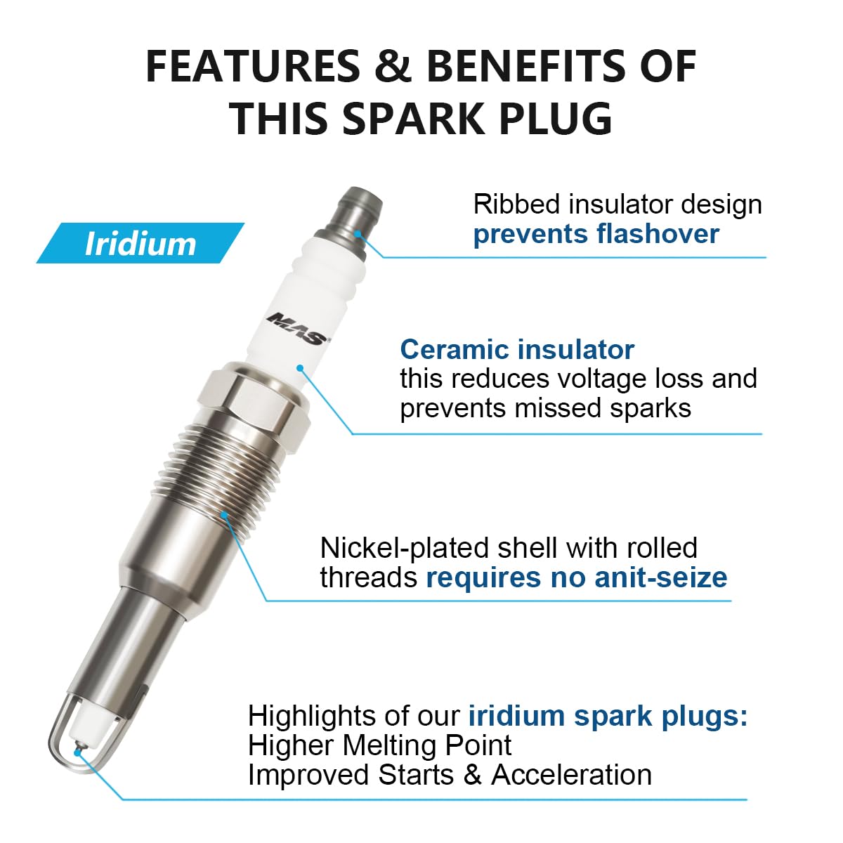 MAS Ignition Coils DG511 & SP515 SP546 Spark Plugs Compatible with Lincoln Expedition F150 F250 V8 5.4L Engine Sets of 8