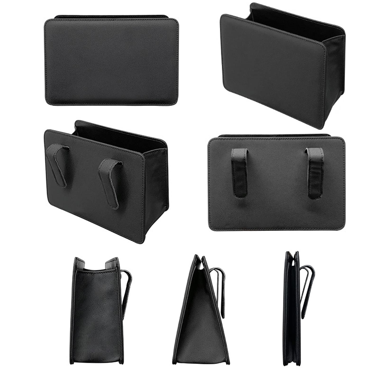 Huwande Car Trash Can Multi-Function Garbage Can,Mini Car Trash Bin,Leather Car Organization Bag Back Seat (Black) Fjljt