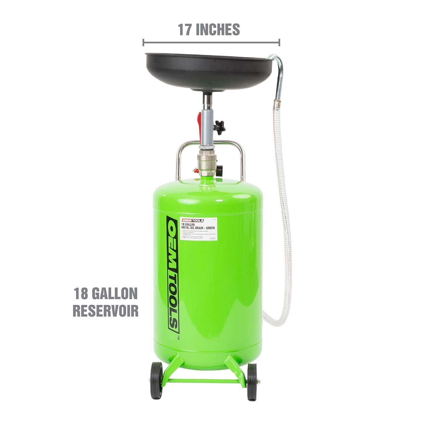 OEMTOOLS 87042 18 Gallon Portable Oil Lift Drain, Waste Oil Drain with Steel Waste Oil Container, Oil Changing, Oil Dolly for Mo