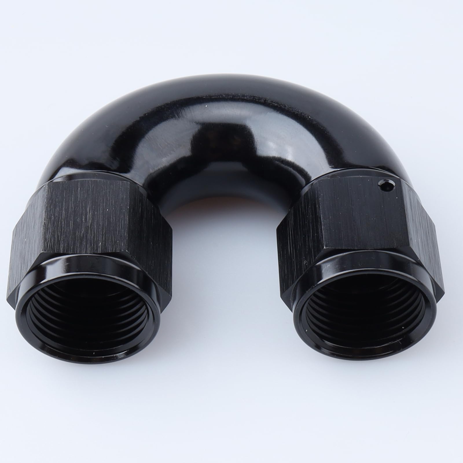 AC PERFORMANCE 180 Degree Aluminum -10 AN Female One Piece Full Flow Hose Coupler Fitting, Black