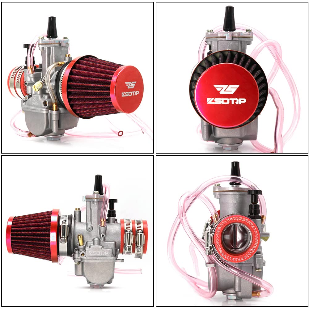 Carburetor Carb With Intake Manifold Air Filter Spare Main Jet Kit Universal Suitable For 2T/4T Scooter Motorbike Motorcycle Mped Speedboat Atv Utv Go Kart Accessories (P-W-K 21-34Mm) (32Mm, Red)