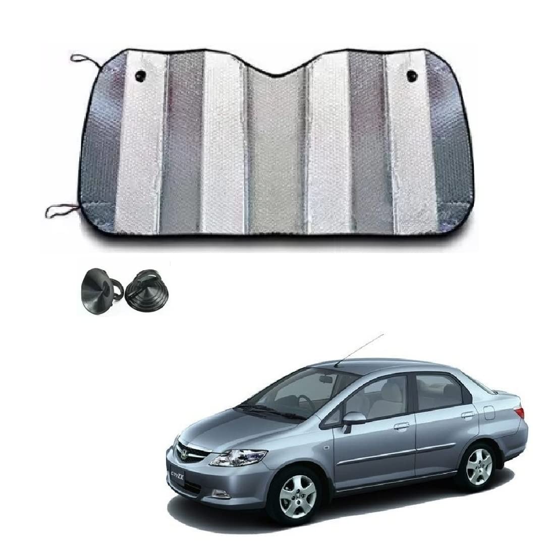 Car Front/Rear Glass Folding Silver Sunshade Heat and UV Rays Protection Film Suitable for Honda City ZX