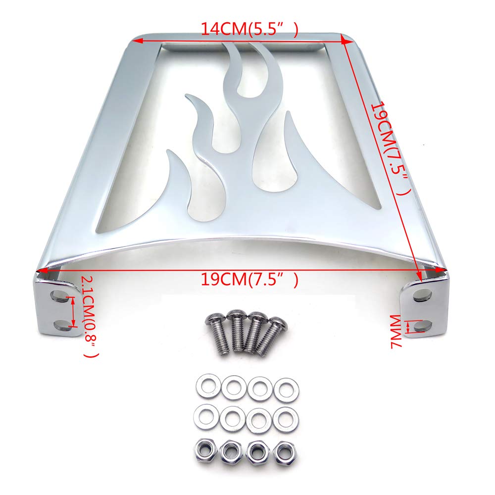 Httmt Mt155-F-Cd Chrome Flame Sissy Bar Luggage Rack Compatible With Harley Davidson Sportster Xl883C Xl883R Xl1200R Xl1200C Xl1200S Xlh883 Xlh1200 883 1200