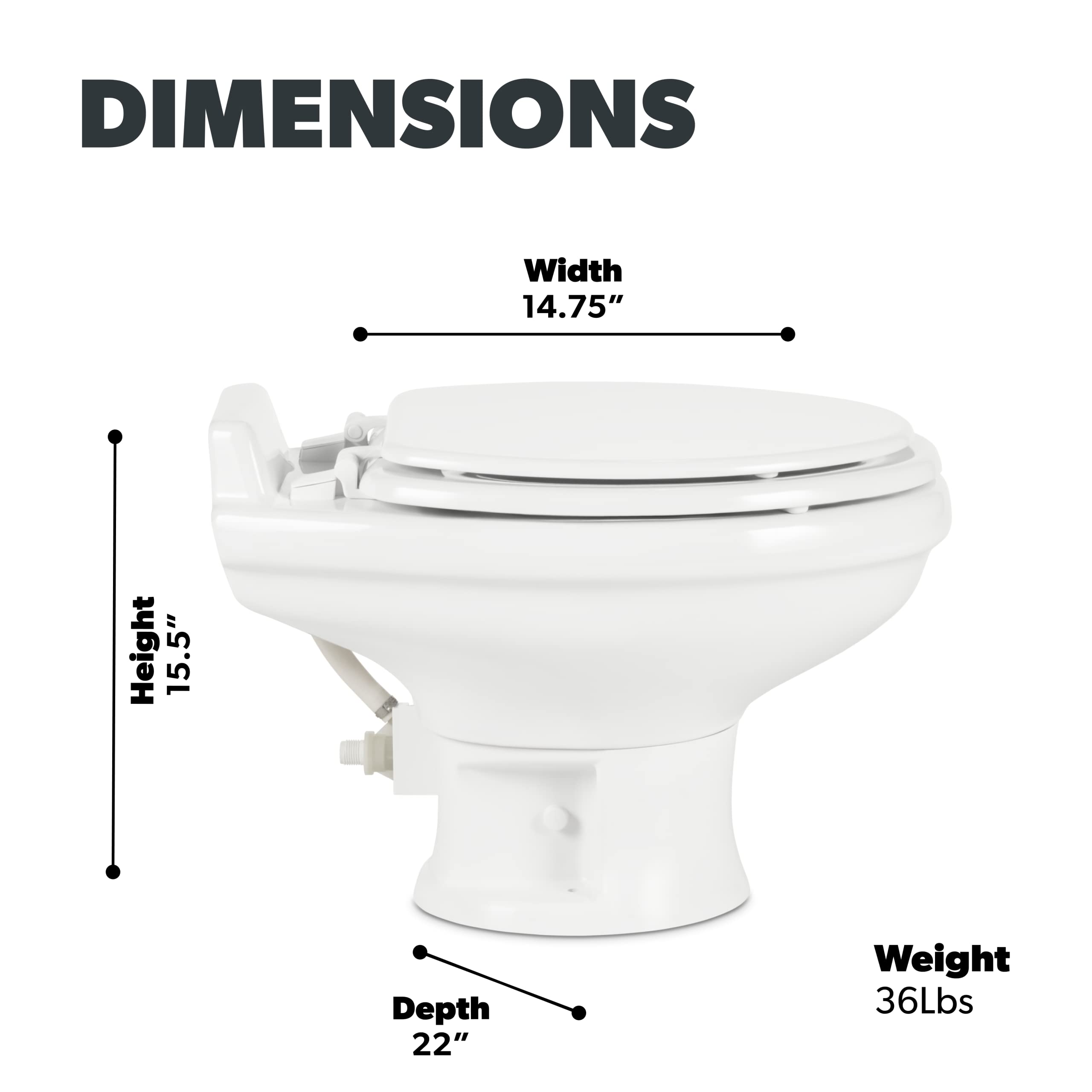 Dometic 320 Series Low Profile Rv Toilet, Plastic, White