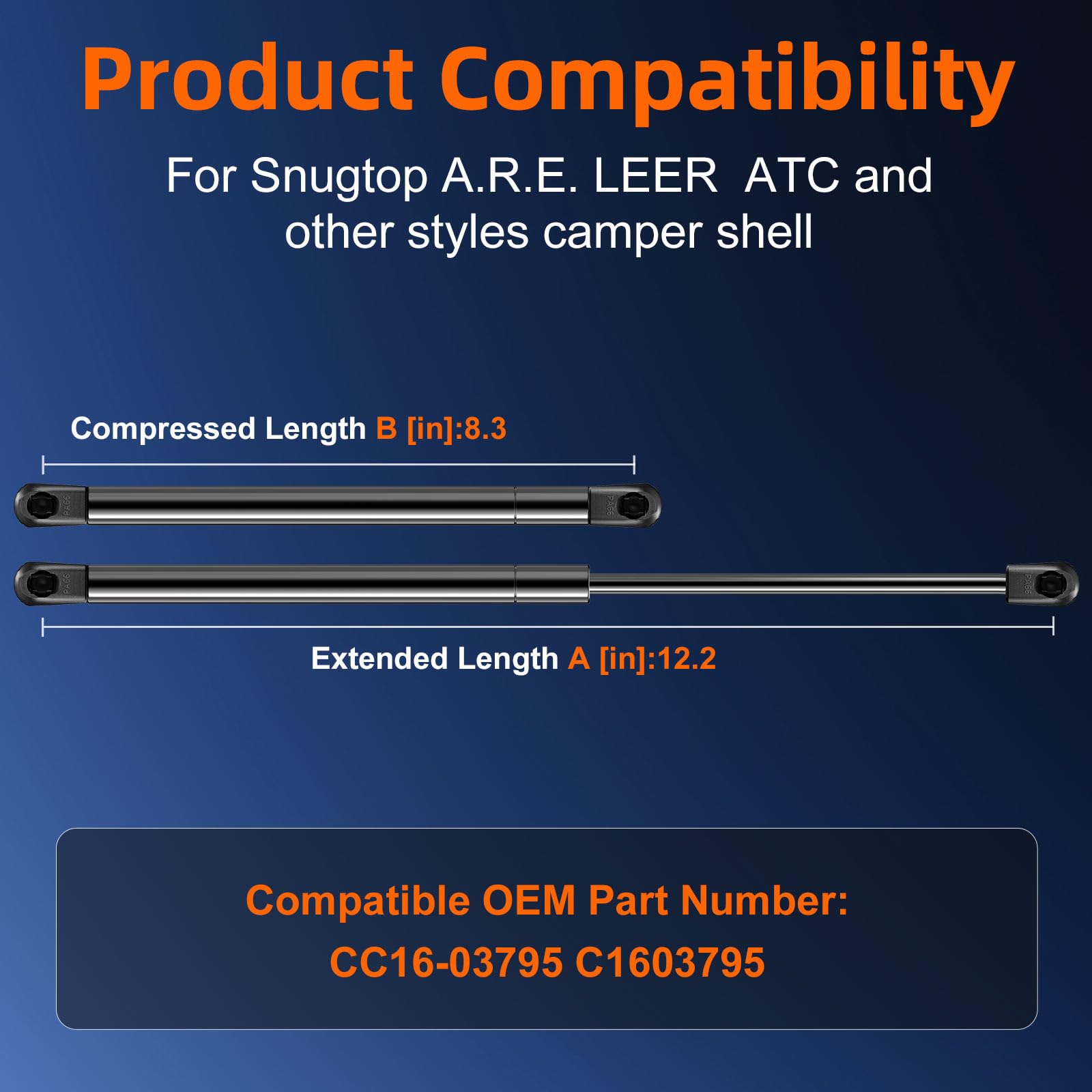 Euplokeer C16-03795 12In 24Lb/107N Gas Shock Strut Lift Support For Truck Weatherguard Tool Box Camper Shell Window, Are Pickup