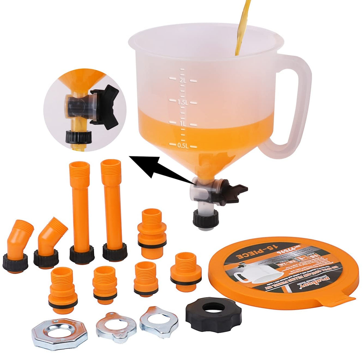 Horusdy No-Spill Coolant Funnel Kit With Valve Switch, Radiator Bleeder Funnel Kit, Universal Fitment Applicable To Any Vehicle 