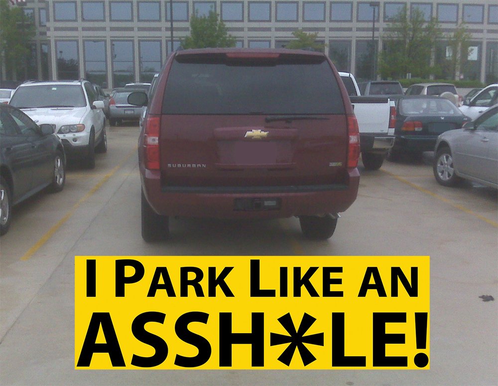 Witty Yetis I Park Like an Asshole Bumper Sticker 10 Pack. Prank, Shame & Insult Selfish Idiots for Their Bad Parking. Enact Hil