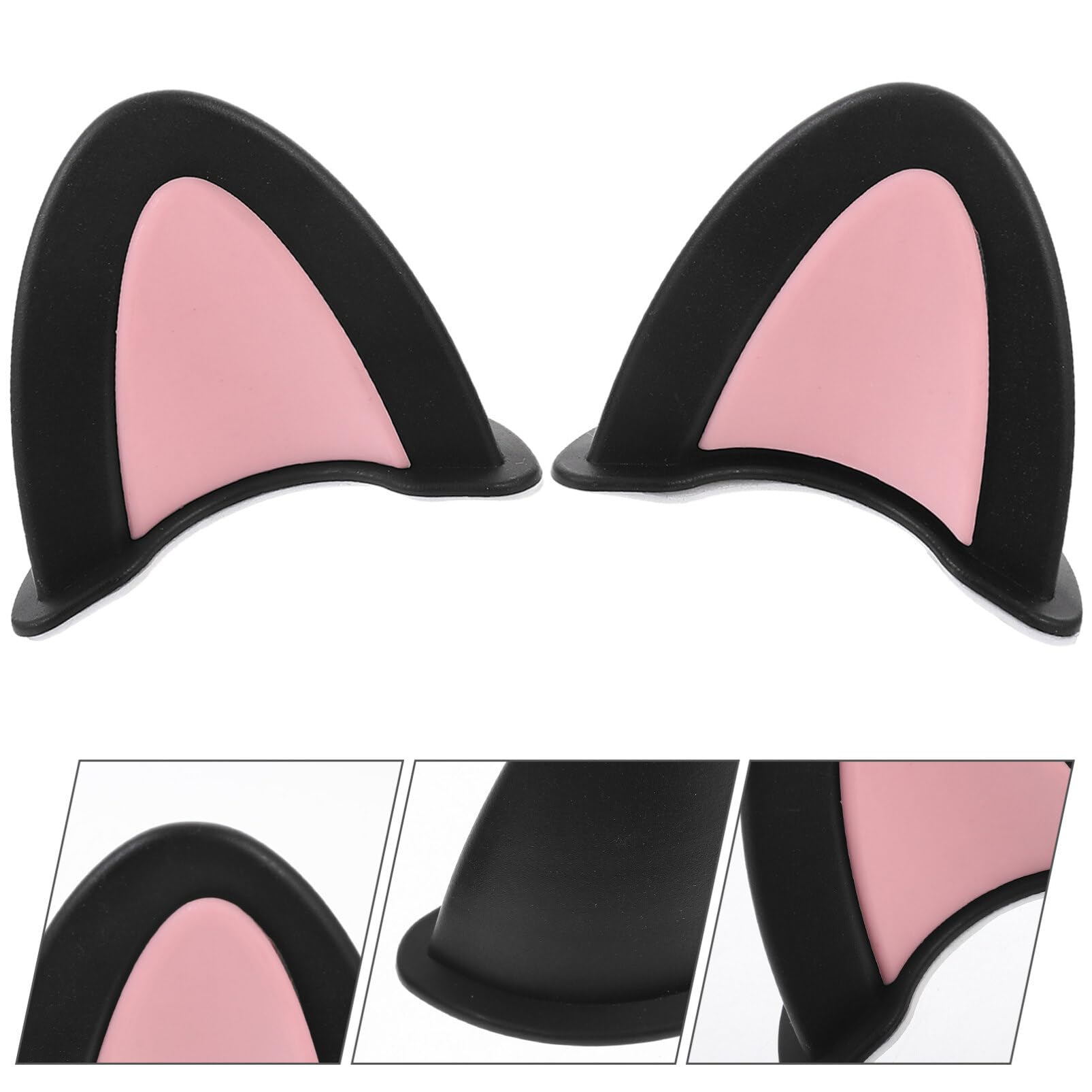 Homsfou 3 Pairs Cat Ears For Helmet Self Adhesive Kitten Cat Ears Style Attachments Cute Helmet Decors For Motorcycle Bicycle Scooter Helmets