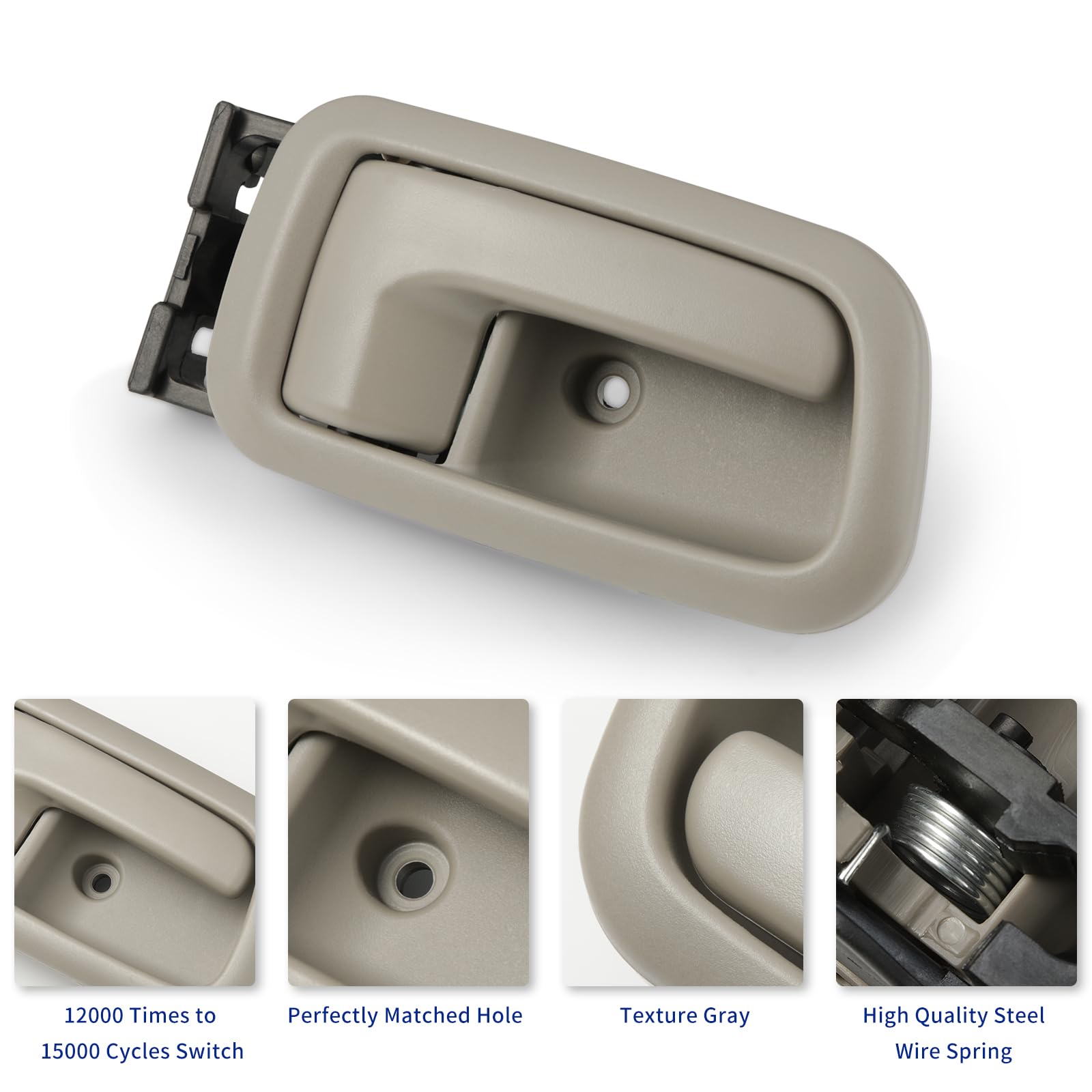 Lcyolada Rear Left Driver & Right Passenger Interior Door Handles W/Bezel (Gray) For 2000-2006 Toyota Tundra (Standard/Regular/E