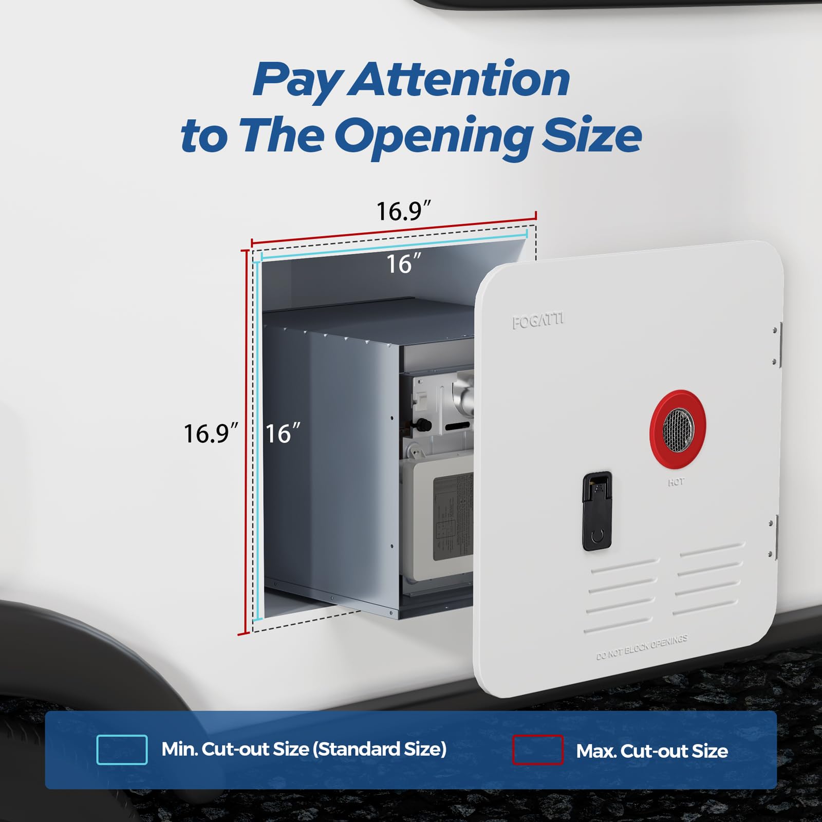 FOGATTI 18 x 18 Inches RV Water Heater White Door ONLY. Door kit for FOGATTI RV Water Heaters, Galvanized Steel